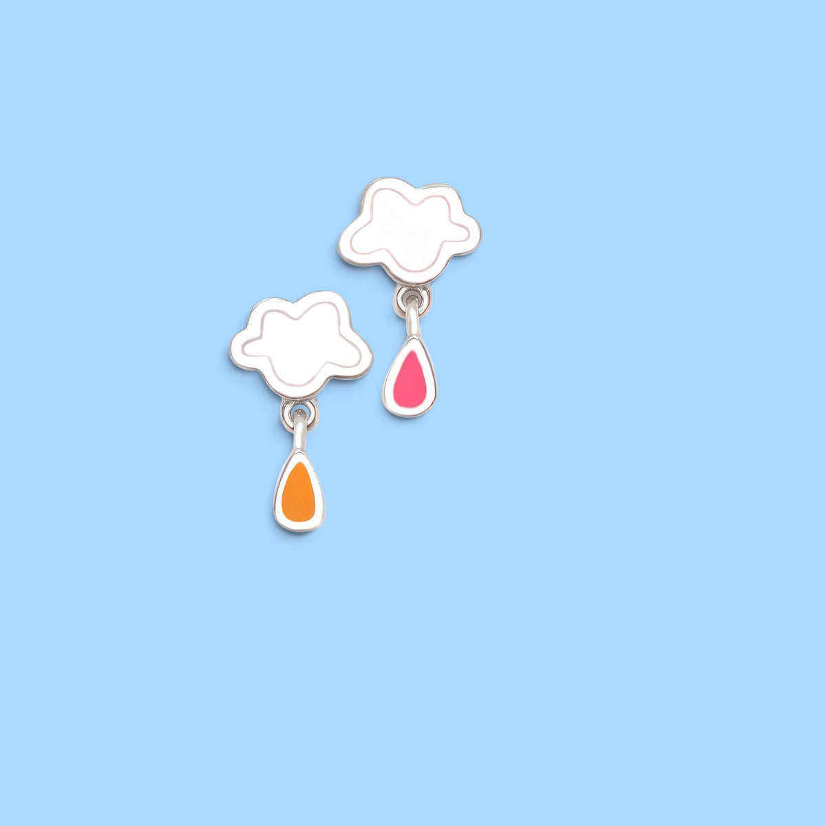 BOUCLES D'OREILLES PLUIE NUAGE BLANC ET GOUTTE