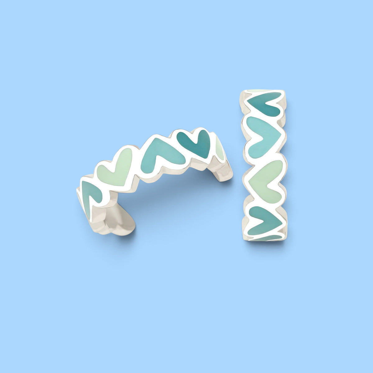 TURQUOISE DEGRADEE CREOLES HEARTS