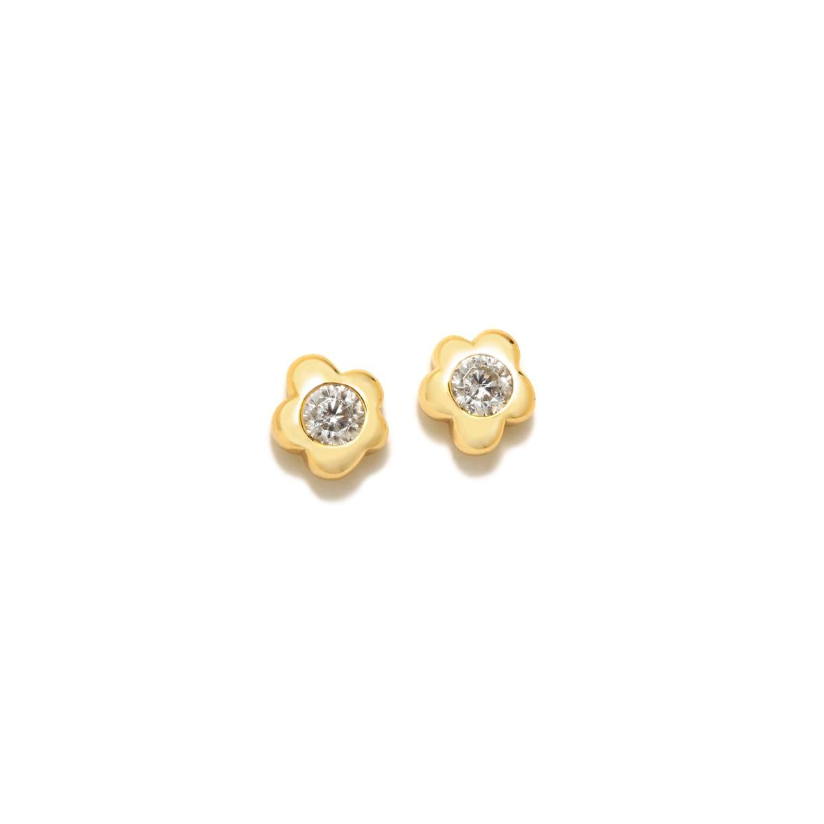 Boucles d'oreilles pression fleur Gaga argent avec bain d'or