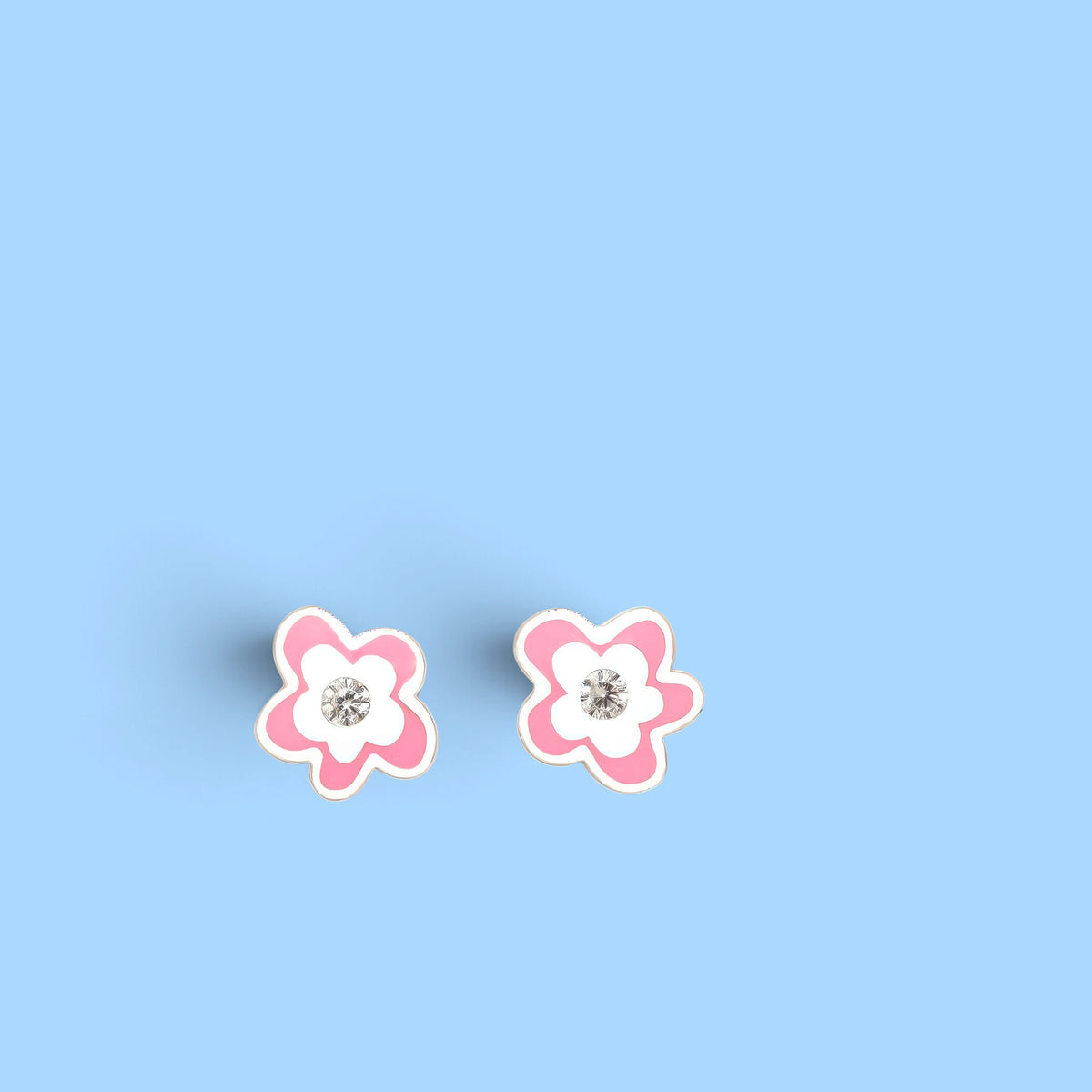 Orecchini Fiore Divertenti Rosa CZ