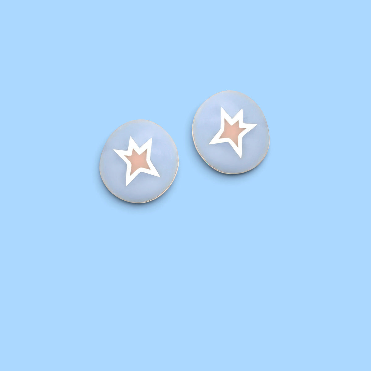 Orecchino divertente blu stella rosa