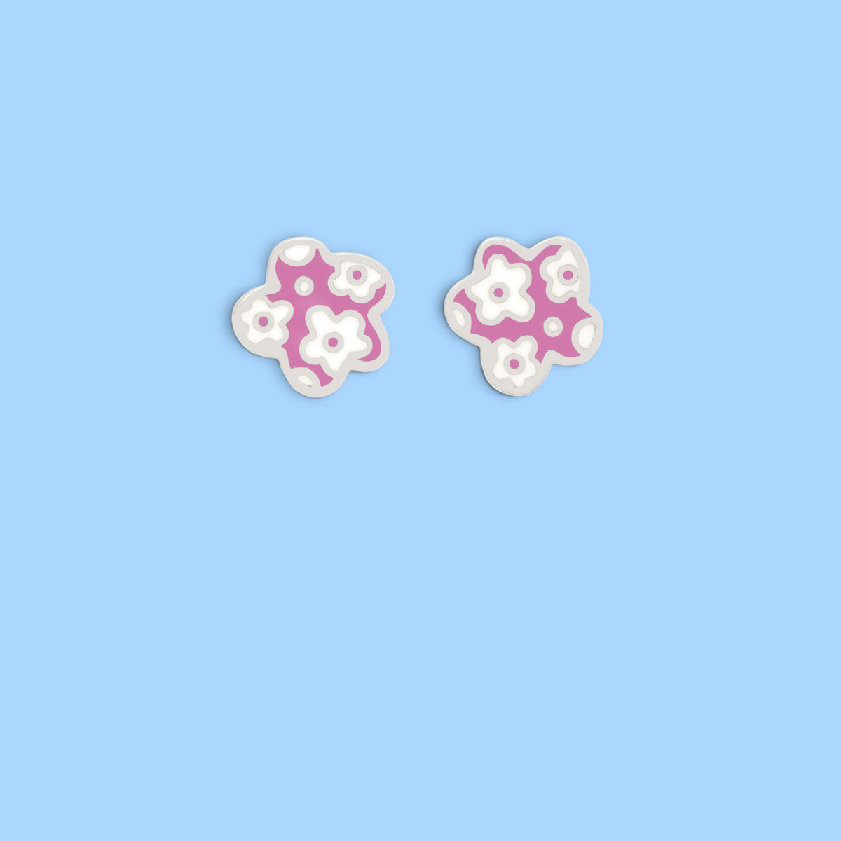 NATHY PINK WHITE FLOWER EARRINGS