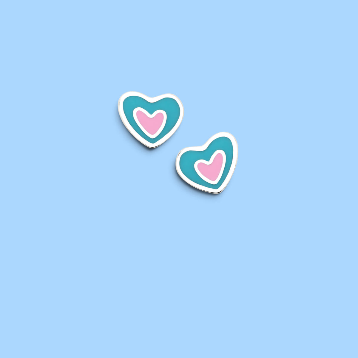 BOUCLES D’OREILLES POP LOVE FLEUR BLEUE ROSE