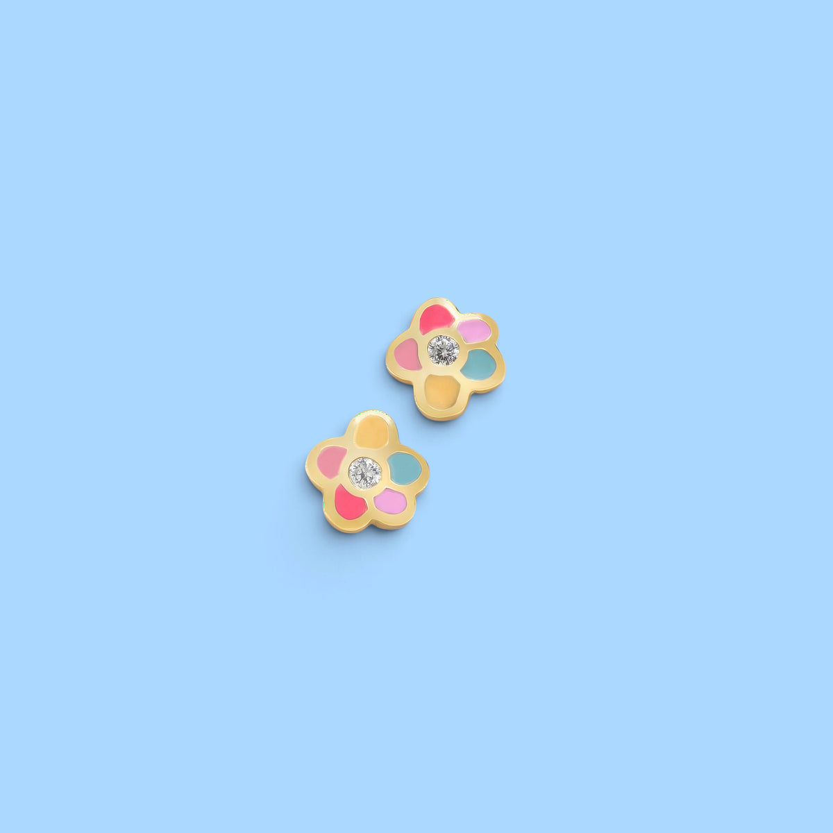 PENDENTE PASTELLO FIORE BAGNO ORO