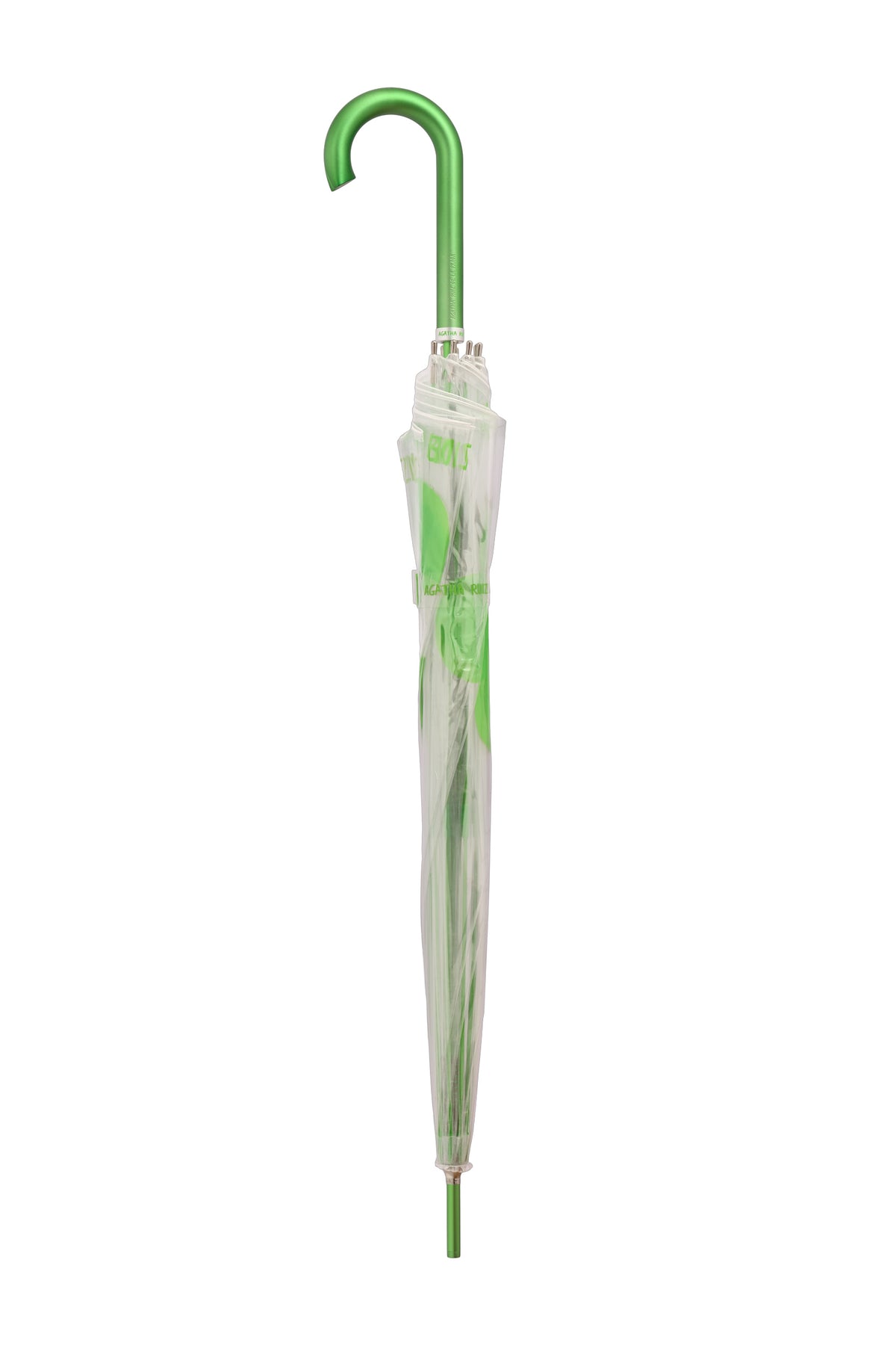 PARAGUAS ADULTO TRANSPARENTE FLOR VERDE