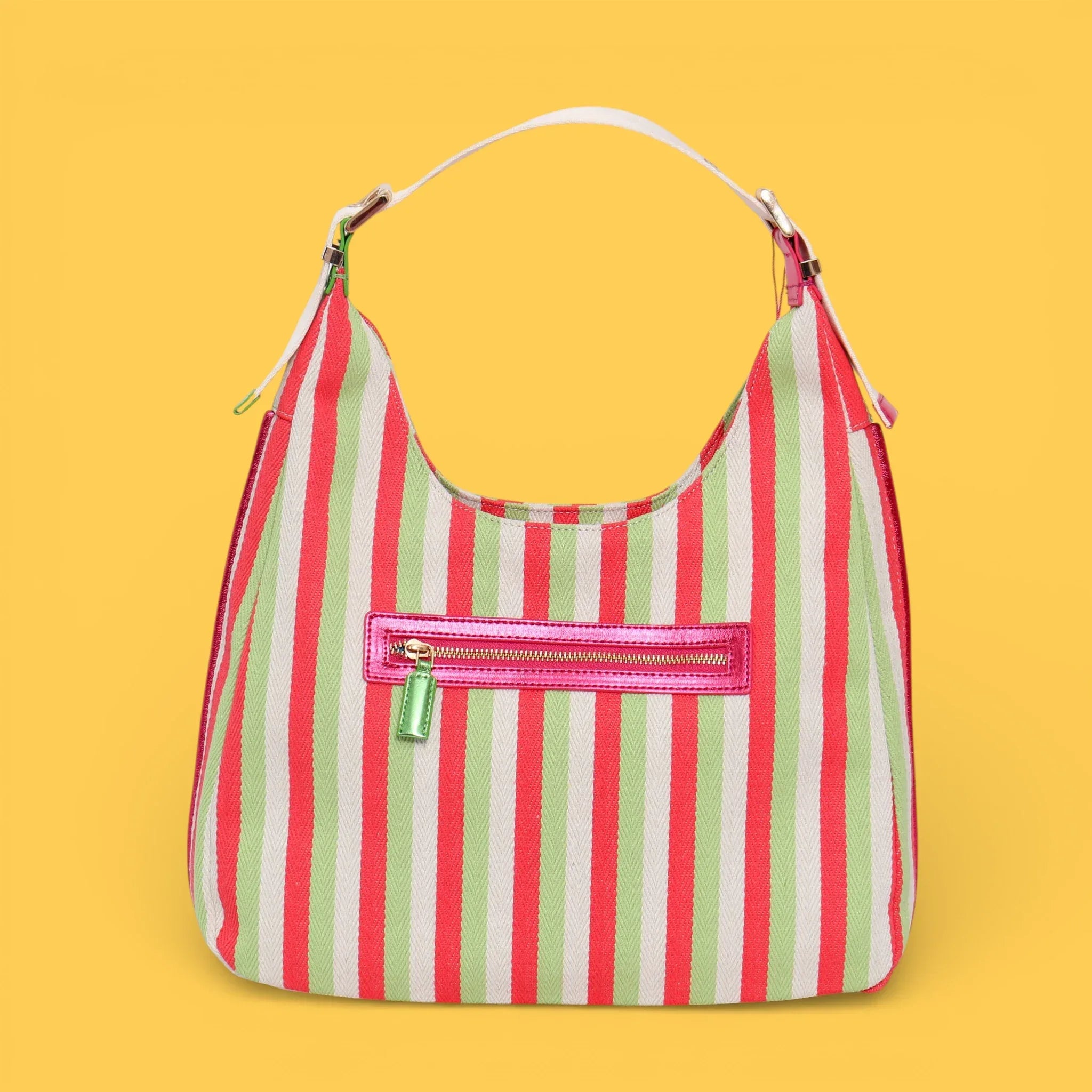 BOLSO HOBO LONA LINEAS FUCSIA - Agatha Ruiz de la Prada
