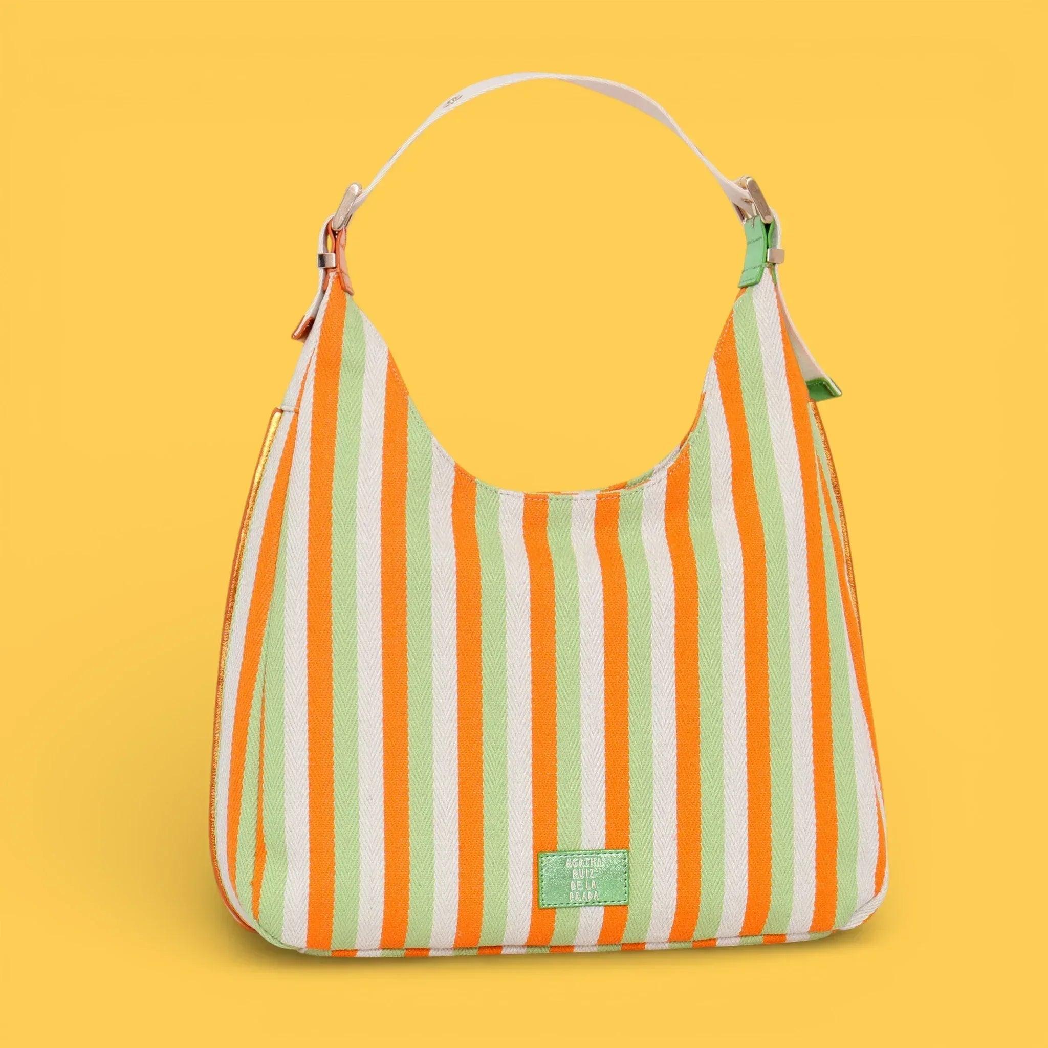 BOLSO HOBO LONA LINEAS NARANJA - Agatha Ruiz de la Prada