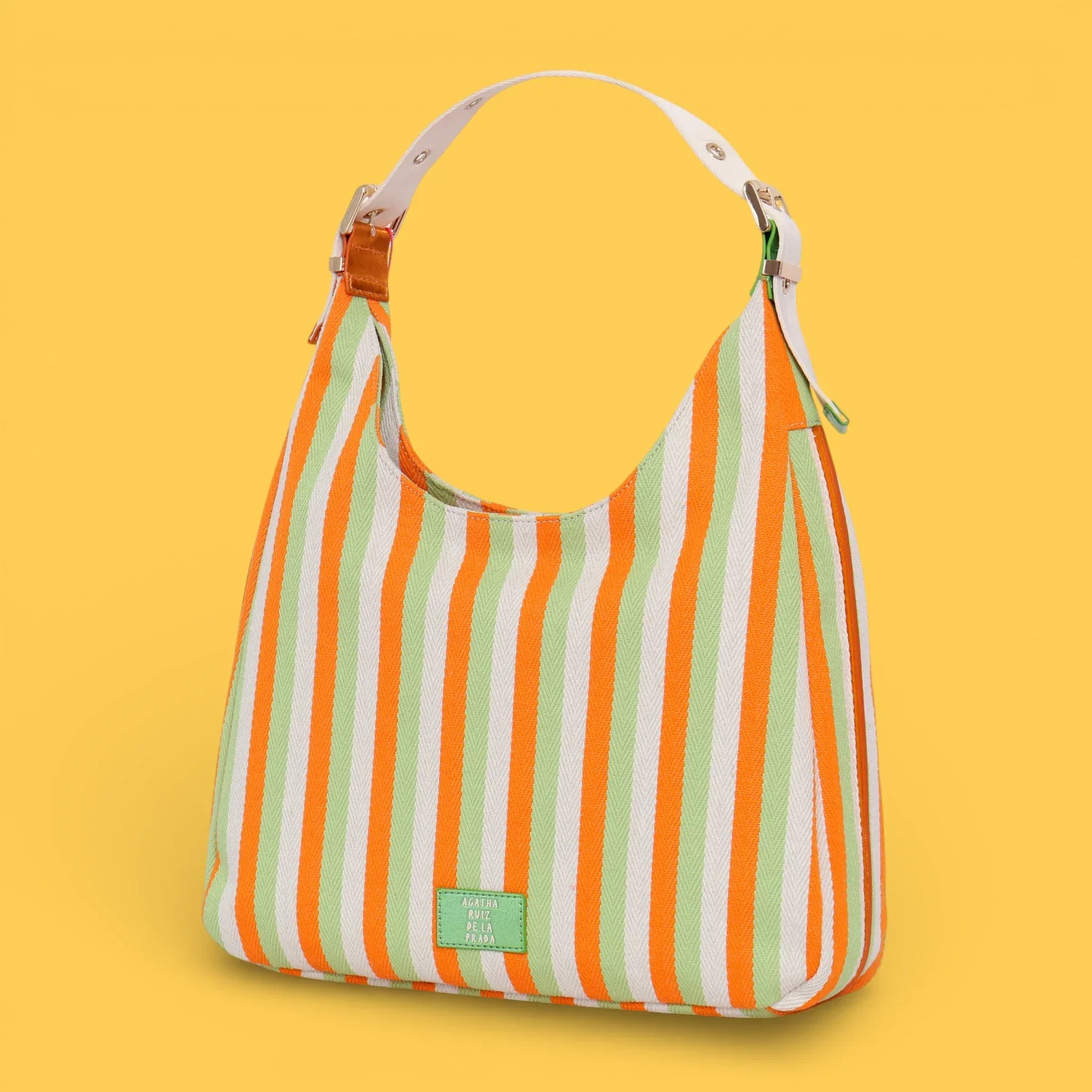 BOLSO HOBO LONA LINEAS NARANJA - Agatha Ruiz de la Prada
