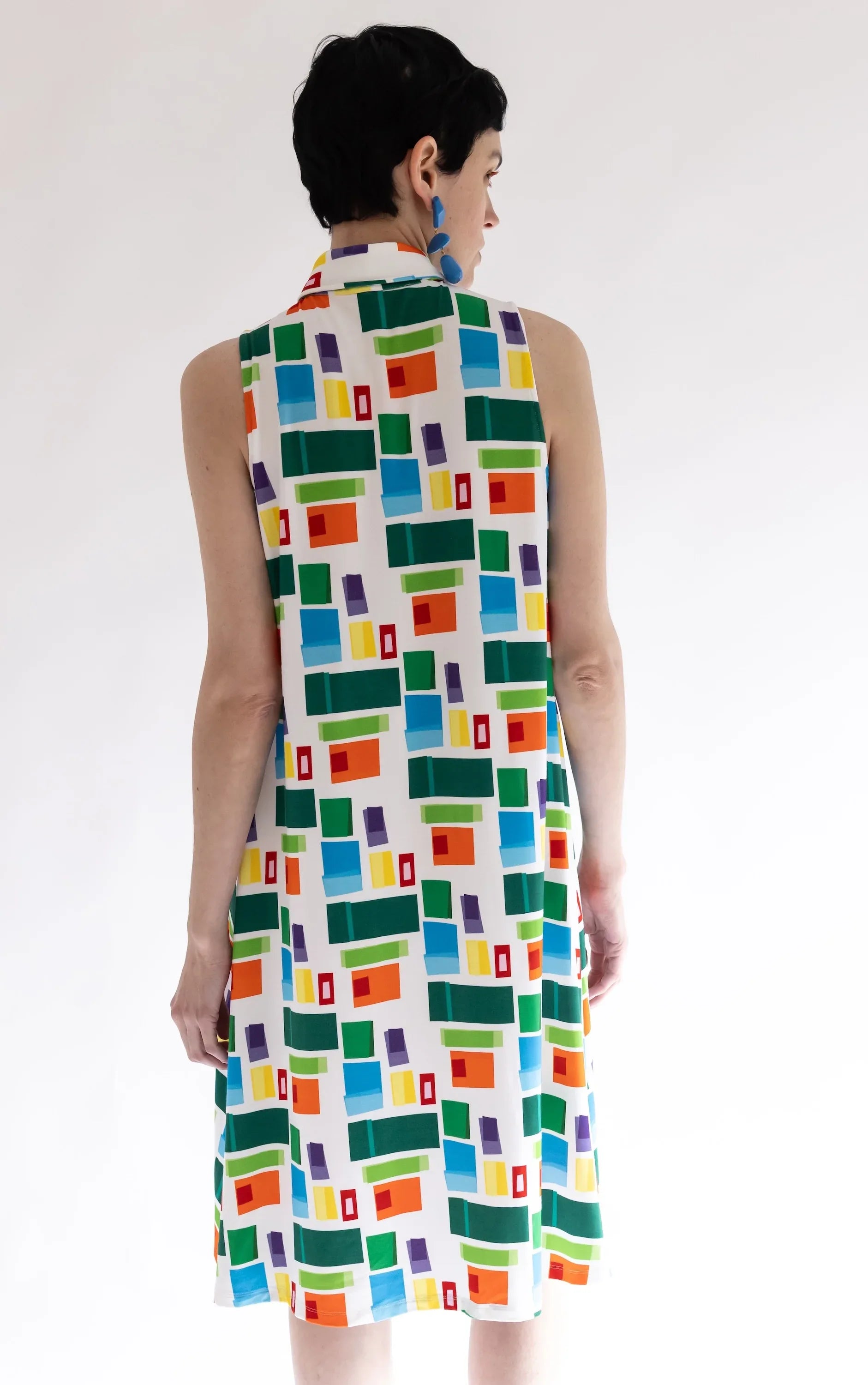 VESTIDO CUELLO BOTONES CUADROS
