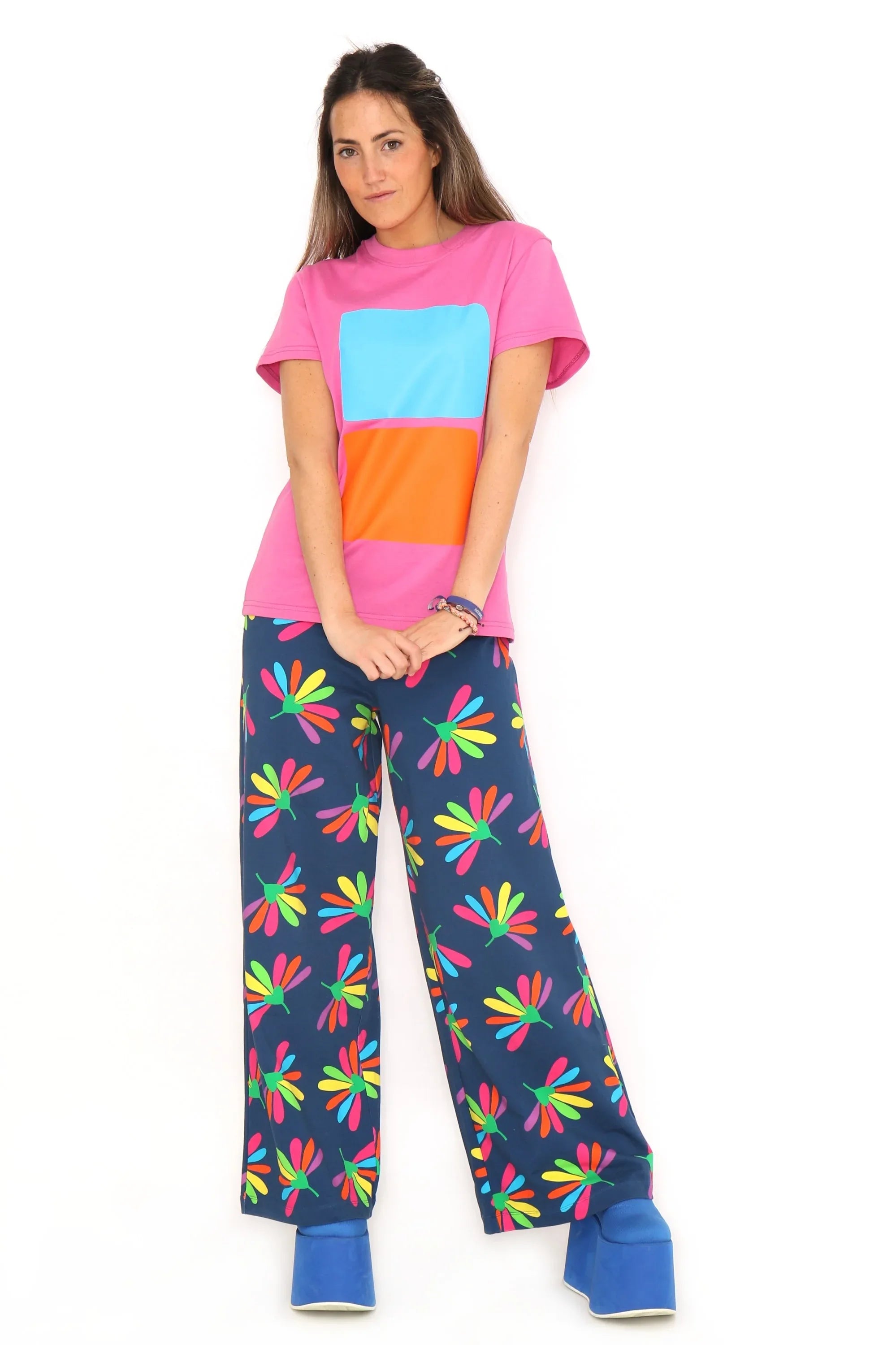 CAMISETA 2 CUADROS NARANJA Y AZUL - Agatha Ruiz de la Prada