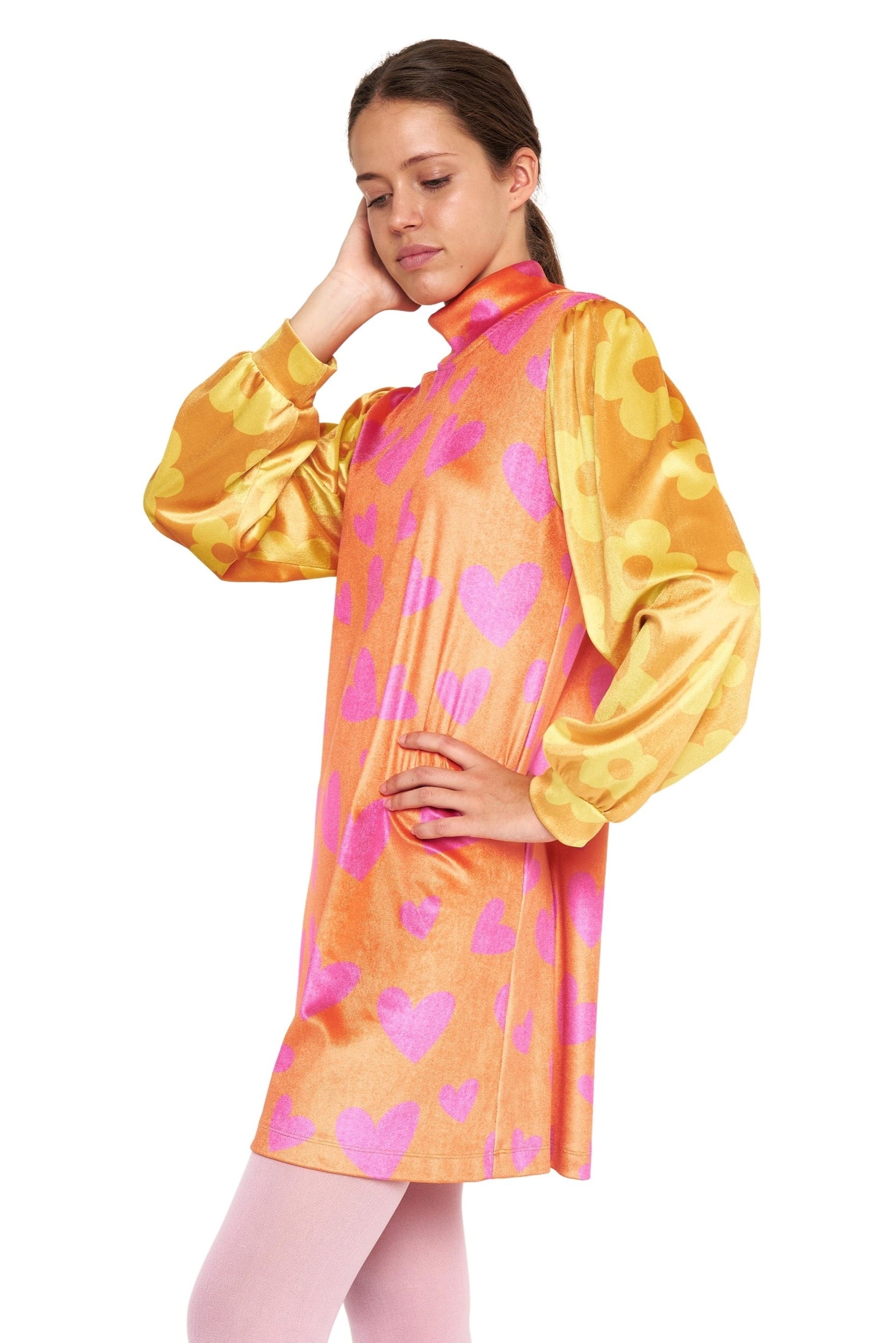 VESTIDO CORAZONES NARANJA