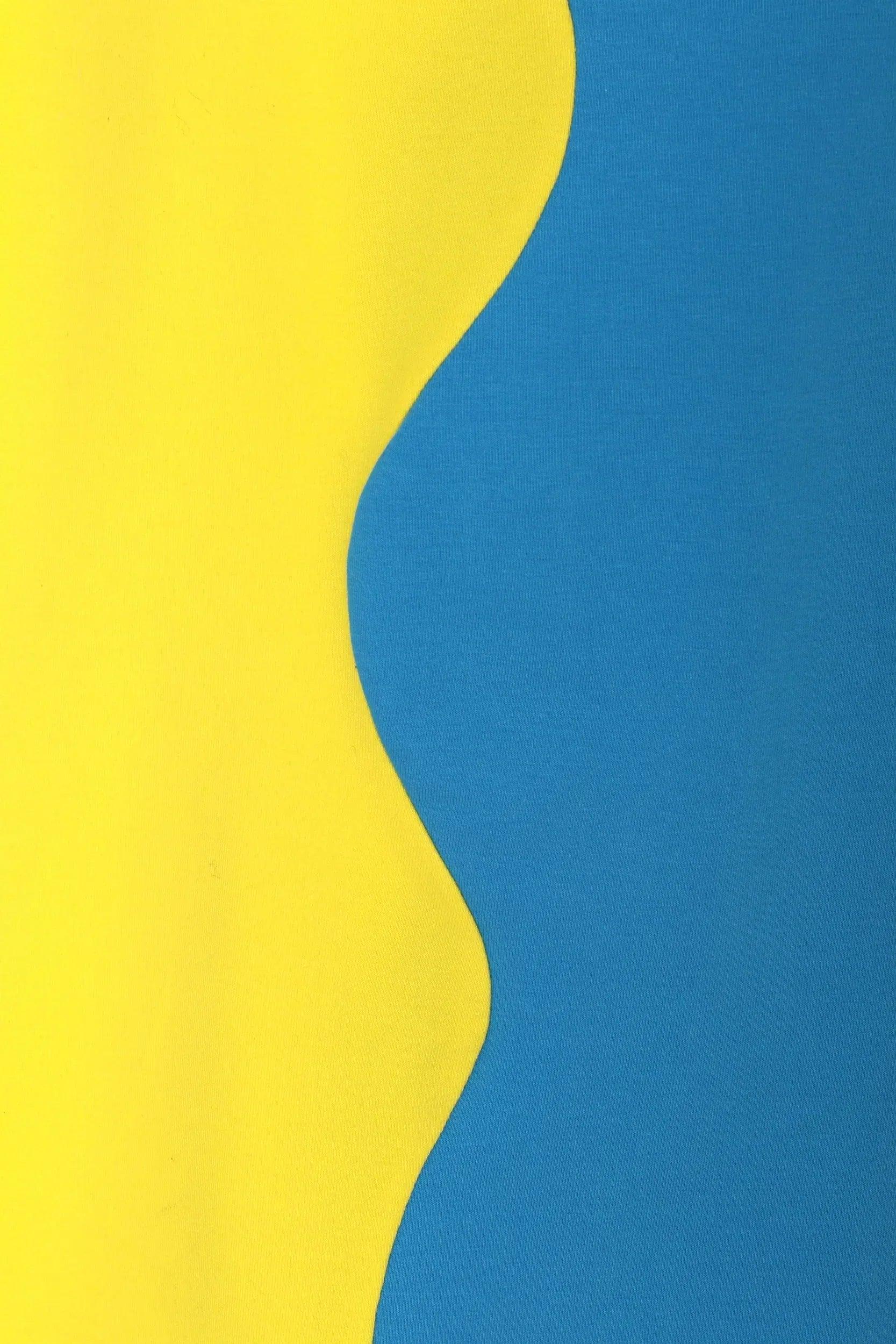 Panel ondulado de falda lápiz azul y amarillo