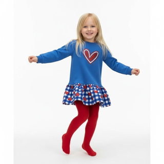 VESTIDO COMBI AZUL VICHY CORAZONES
