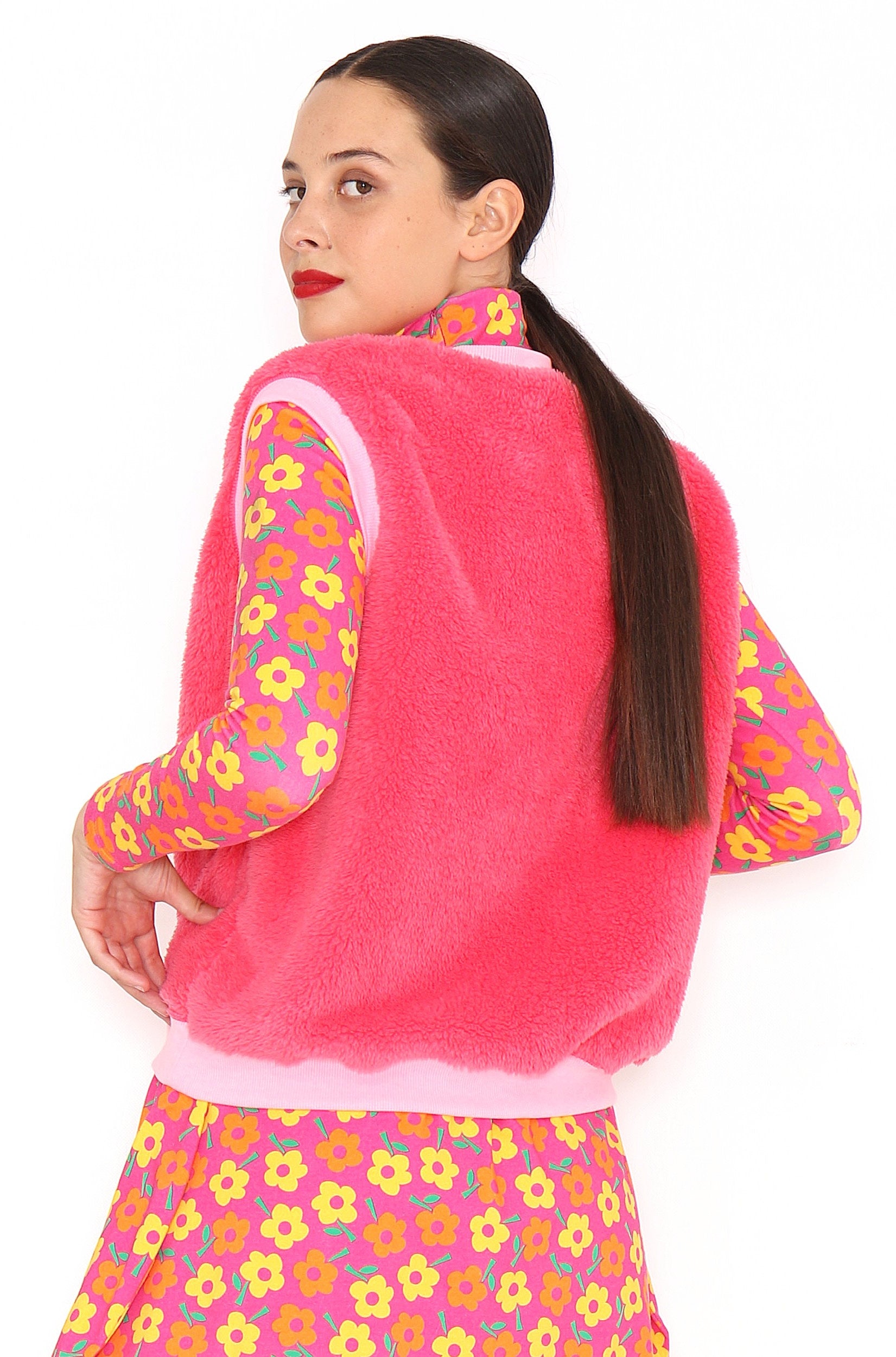 CHALECO PELUCHE FUCSIA