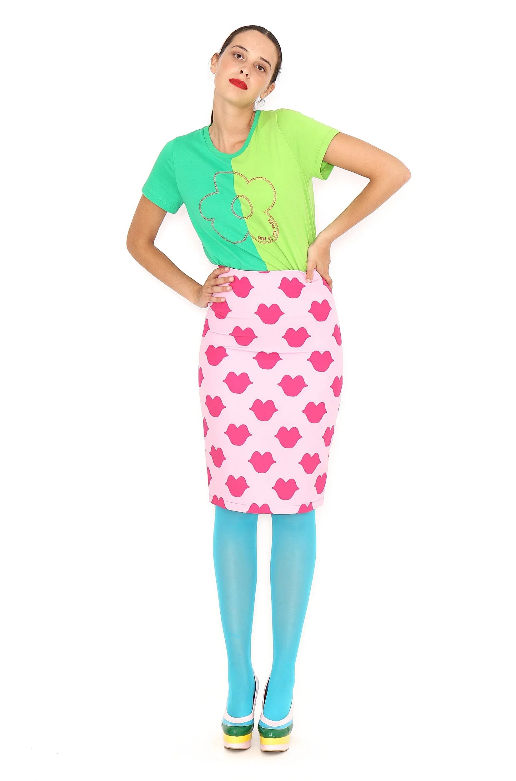 FALDA LAPIZ ROSA BESOS - Agatha Ruiz de la Prada