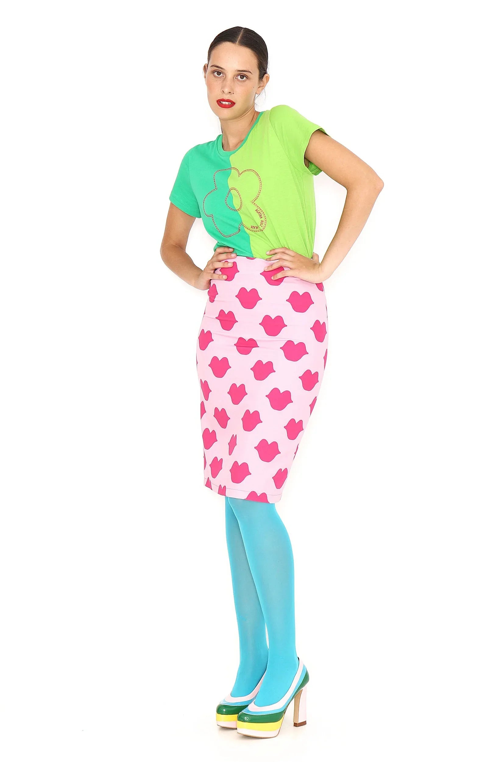 FALDA LAPIZ ROSA BESOS - Agatha Ruiz de la Prada