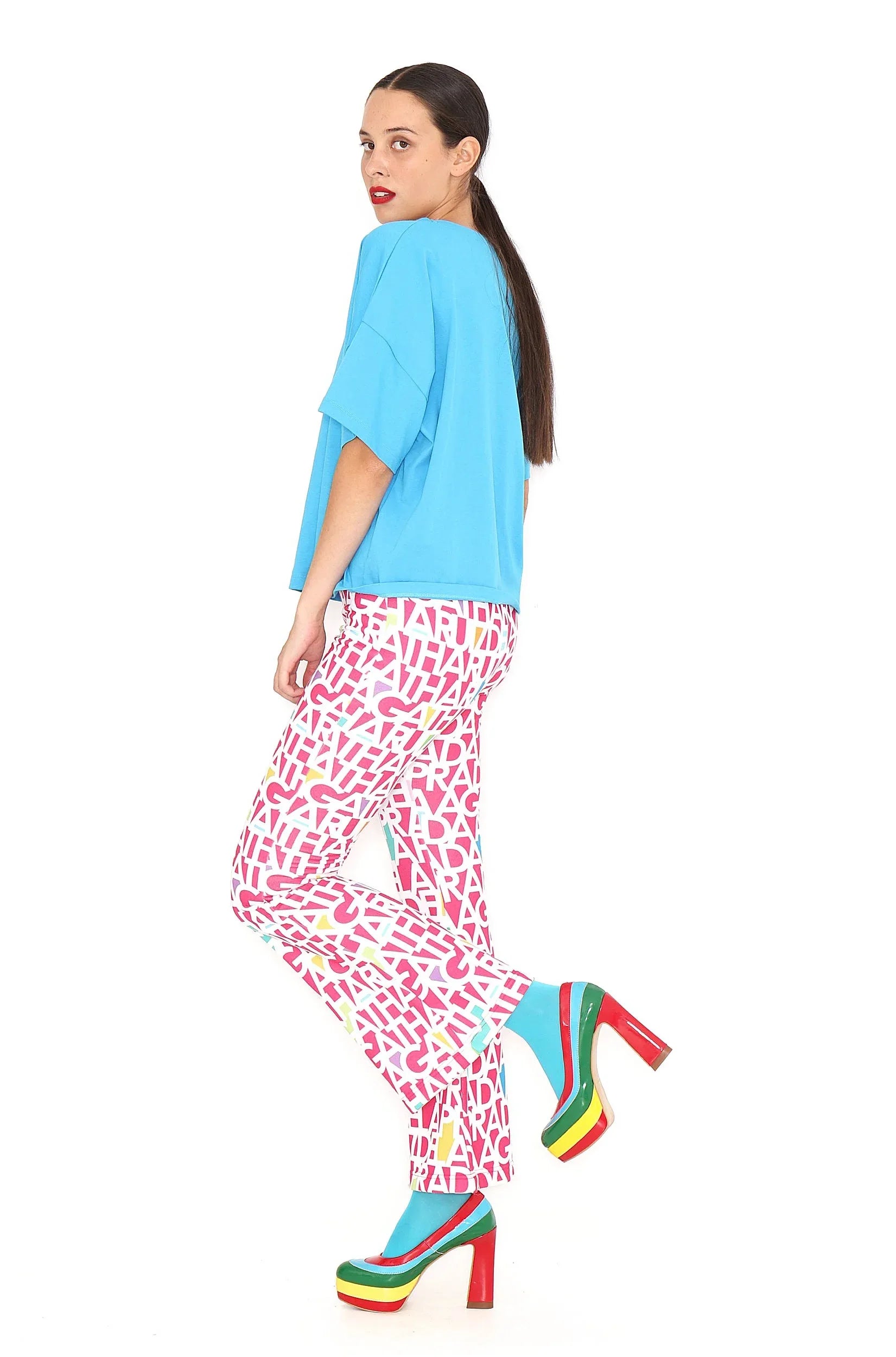 PANTALON FUCSIA LETRAS BLANCAS - Agatha Ruiz de la Prada