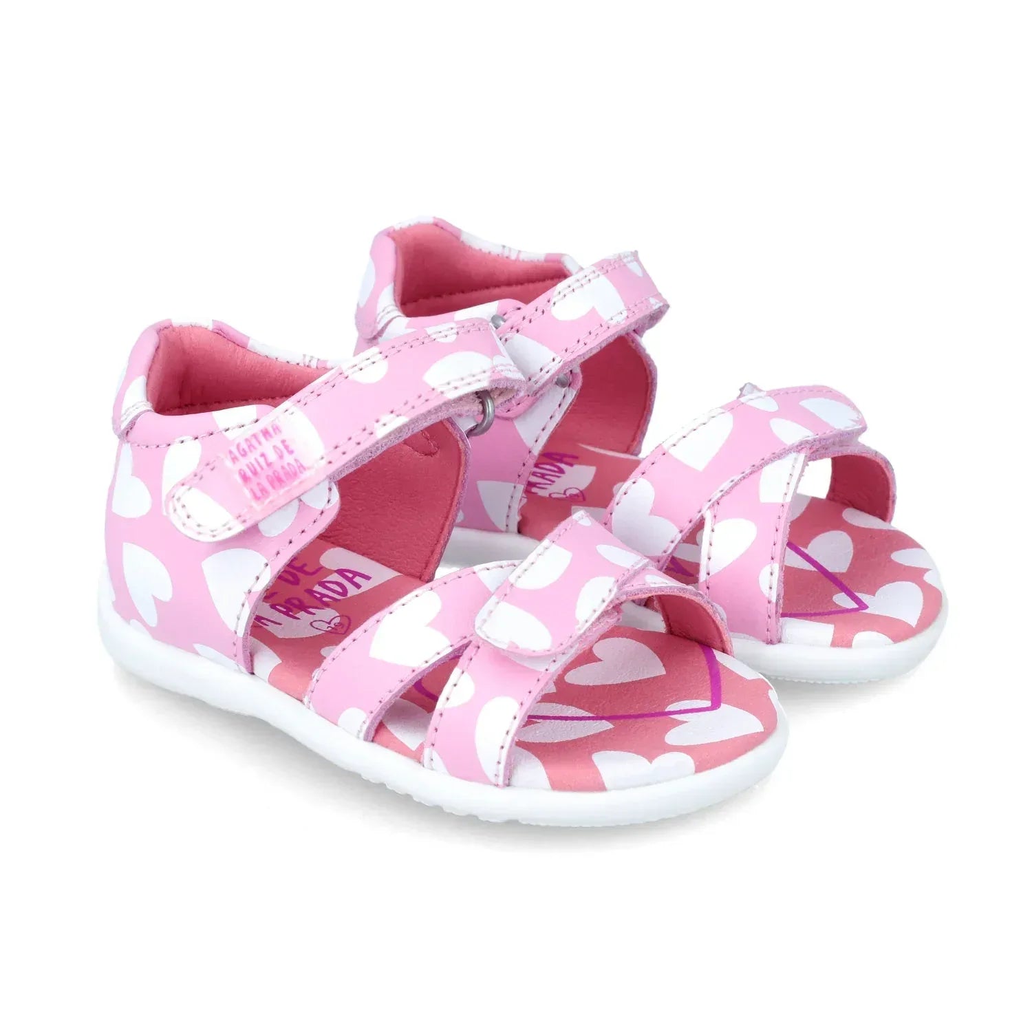 SANDALIA ROSA CORAZONES BLANCOS - Agatha Ruiz de la Prada