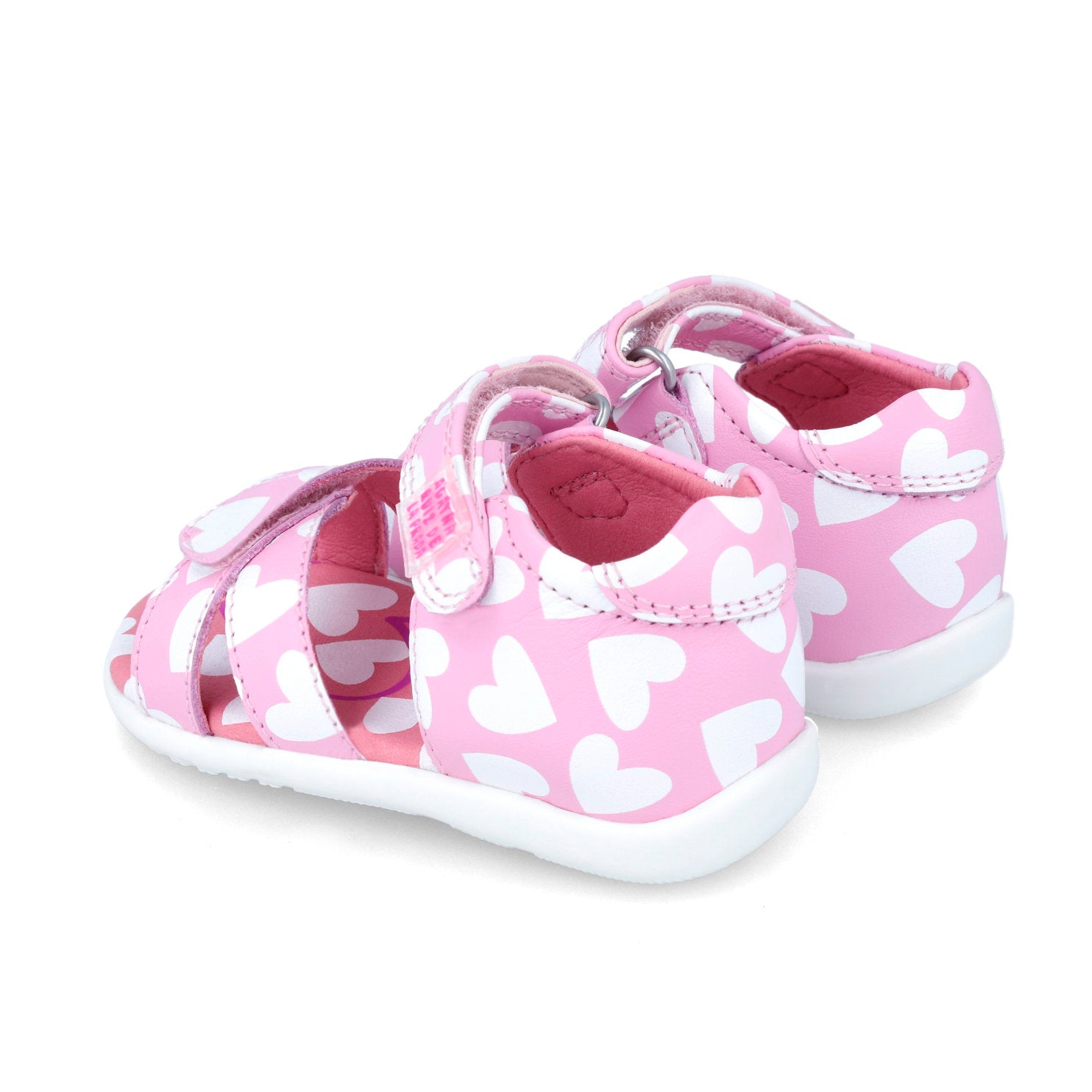 SANDALIA ROSA CORAZONES BLANCOS