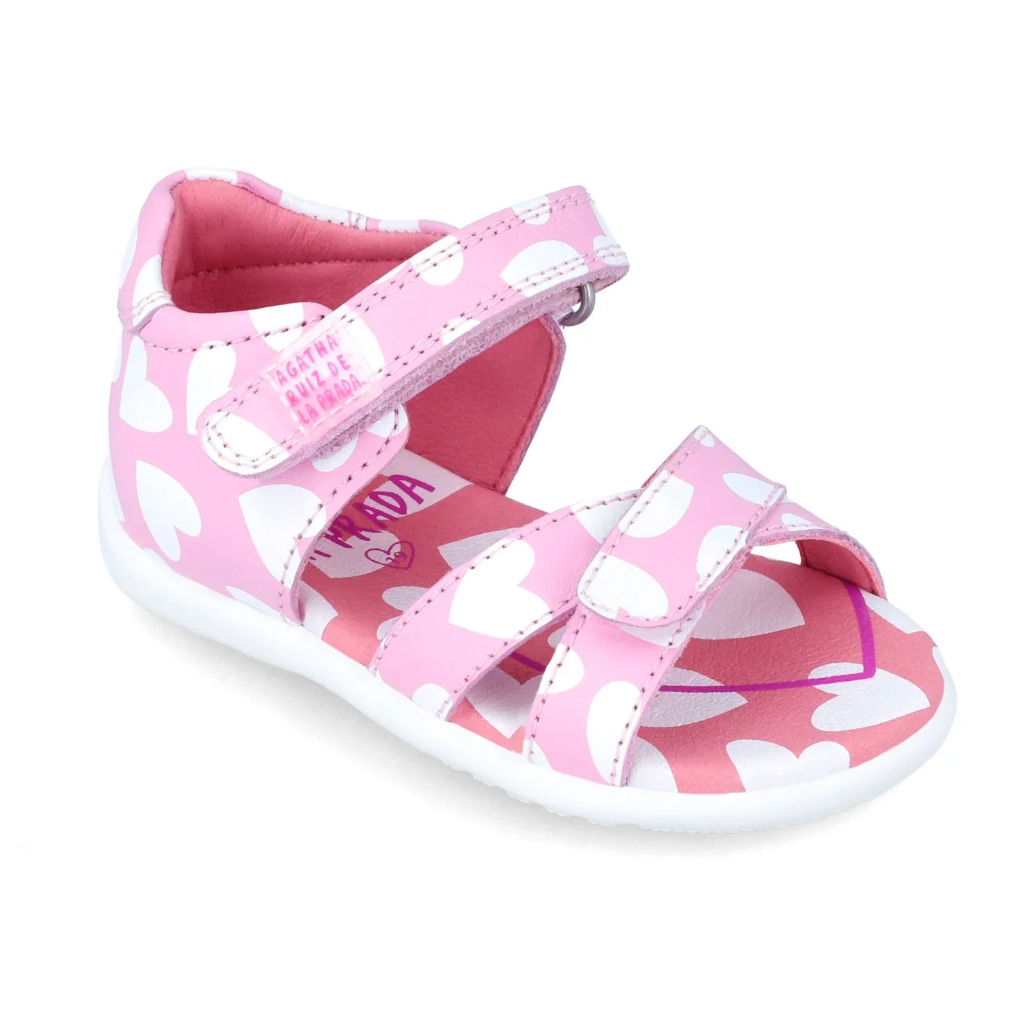 SANDALIA ROSA CORAZONES BLANCOS - Agatha Ruiz de la Prada