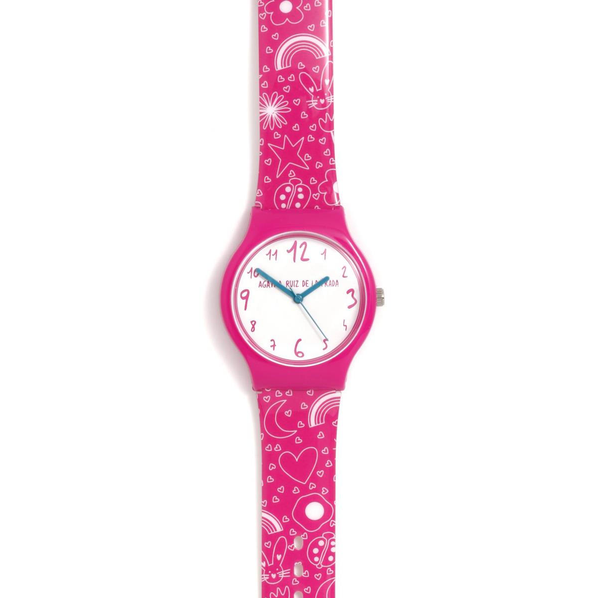 RELOJ FUCSIA ESTAMPADO