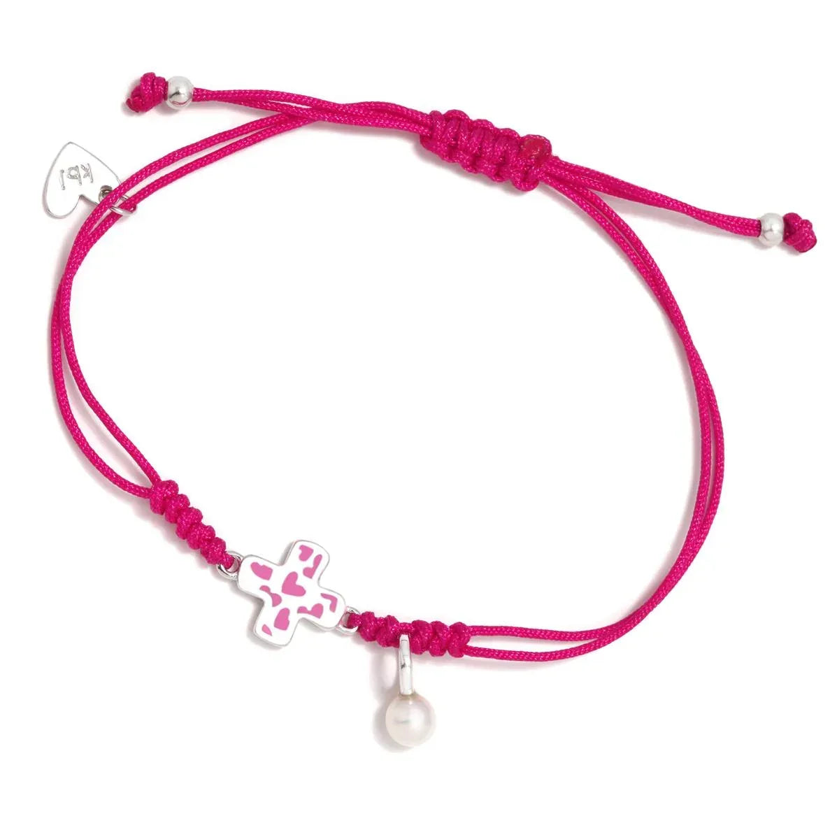 PULSERA CORDÓN CRUZ CORAZONES FUCSIAS - Agatha Ruiz de la Prada