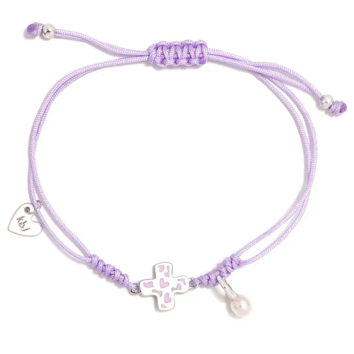 PULSERA CORDÓN CRUZ CORAZONES ROSA - Agatha Ruiz de la Prada