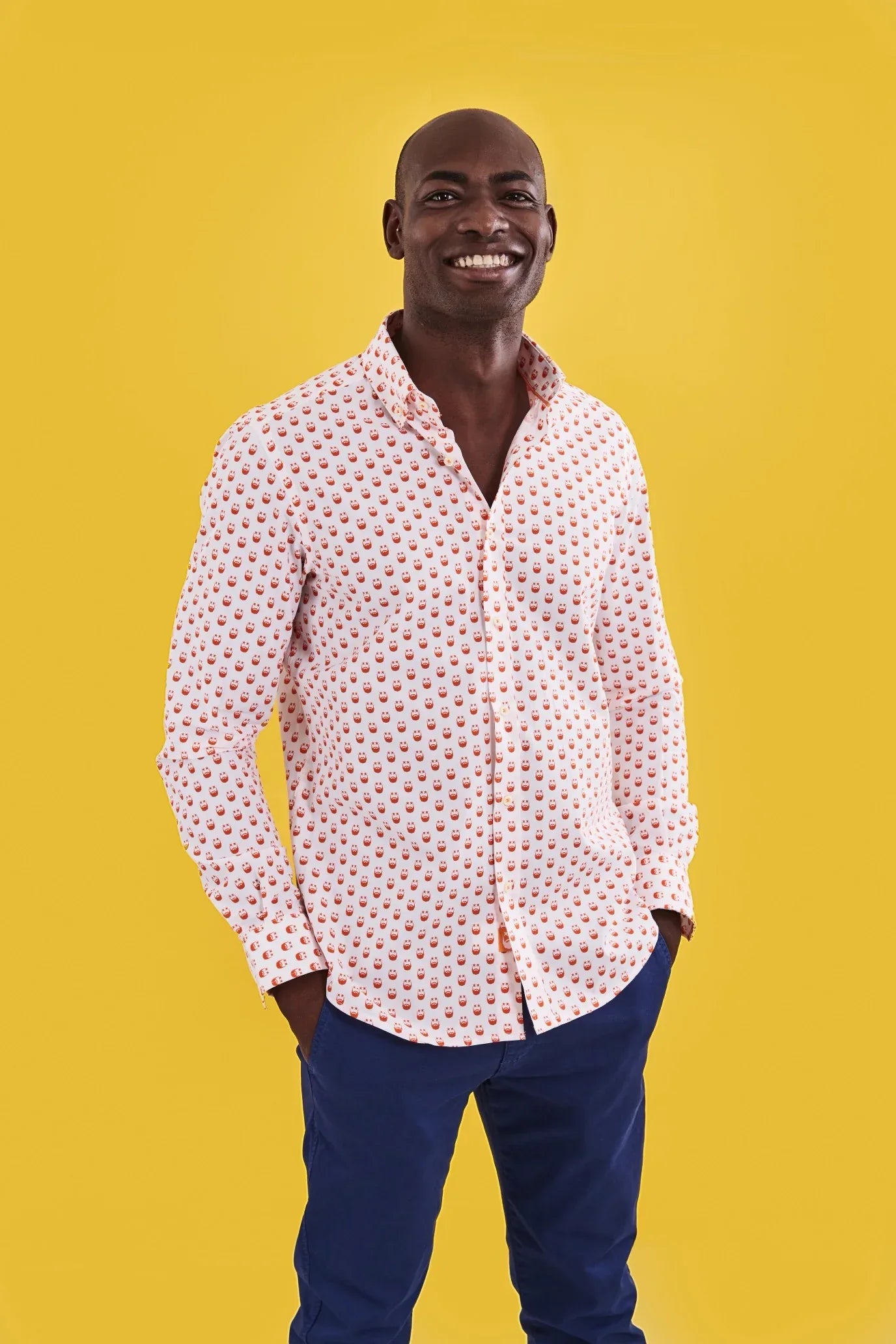 CAMISA HOMBRE BLANCA BARBAS NARANJAS - Agatha Ruiz de la Prada