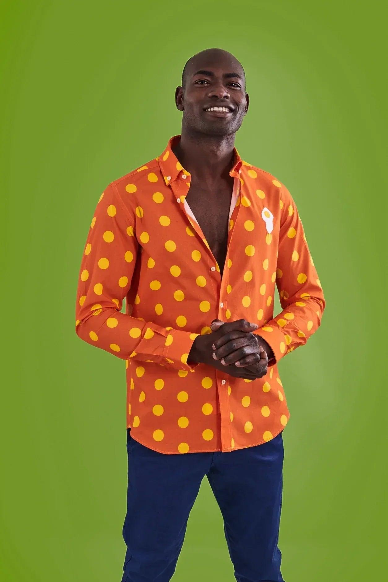 CAMISA HOMBRE NARANJA TOPOS HUEVO FRITO - Agatha Ruiz de la Prada