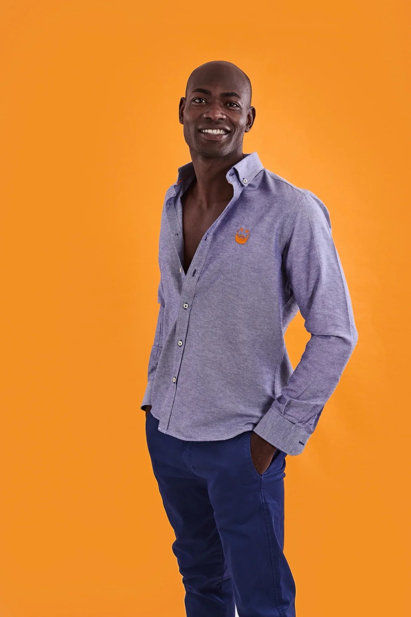 CAMISA HOMBRE AZUL CON BARBA NARANJA - Agatha Ruiz de la Prada