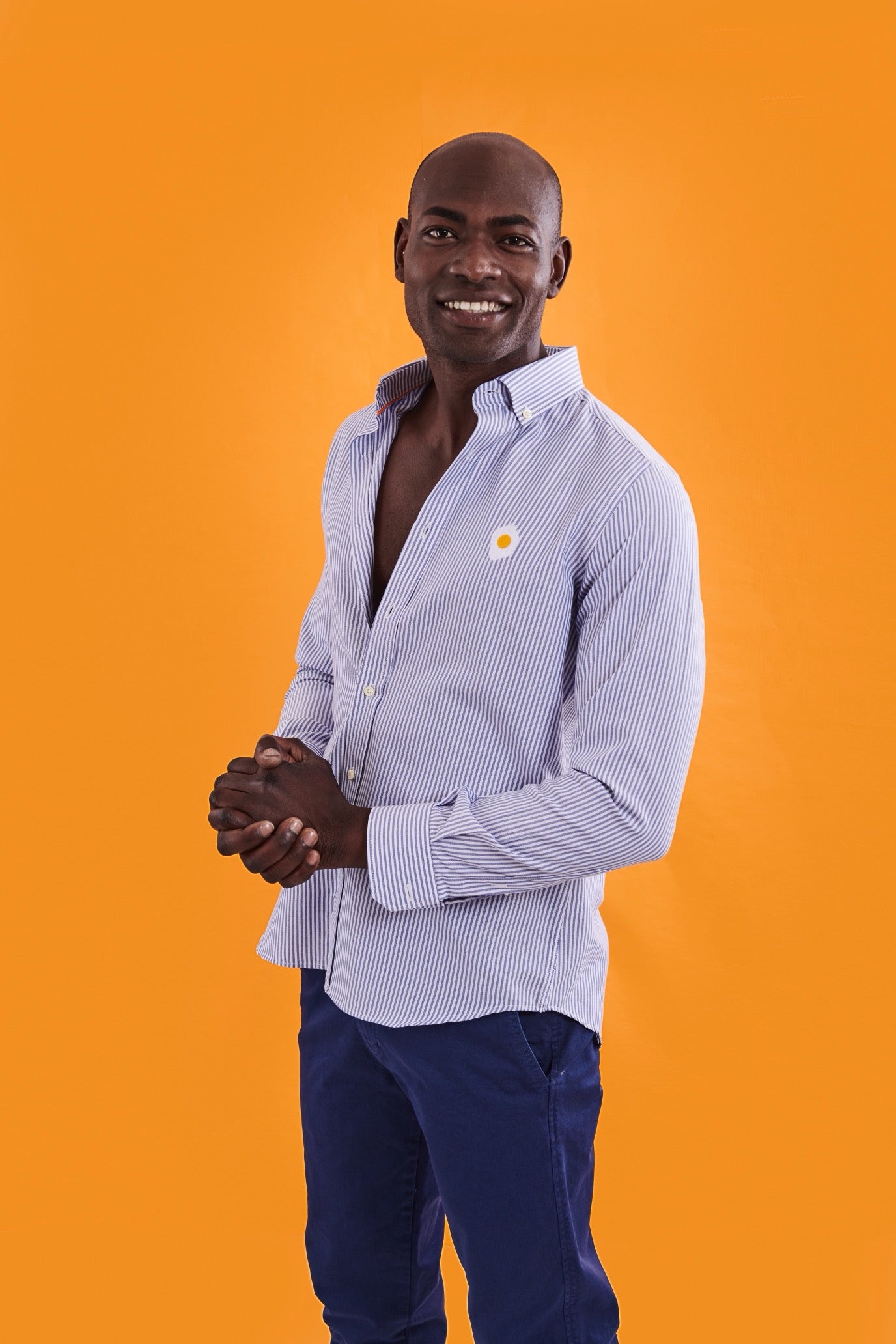 CAMISA HOMBRE RAYAS AZUL HUEVO FRITO