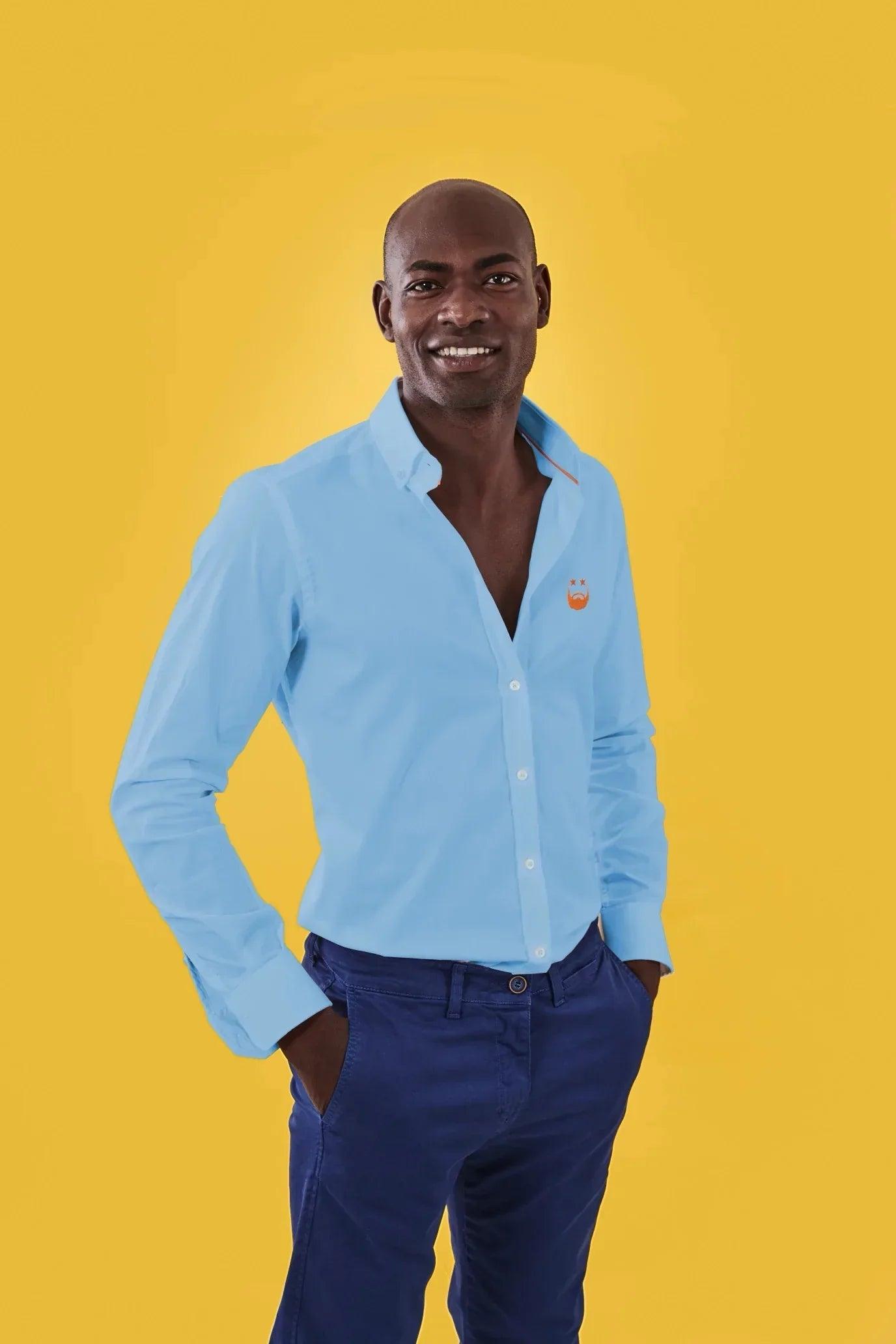 CAMISA HOMBRE TURQUESA CON BARBA NARANJA - Agatha Ruiz de la Prada