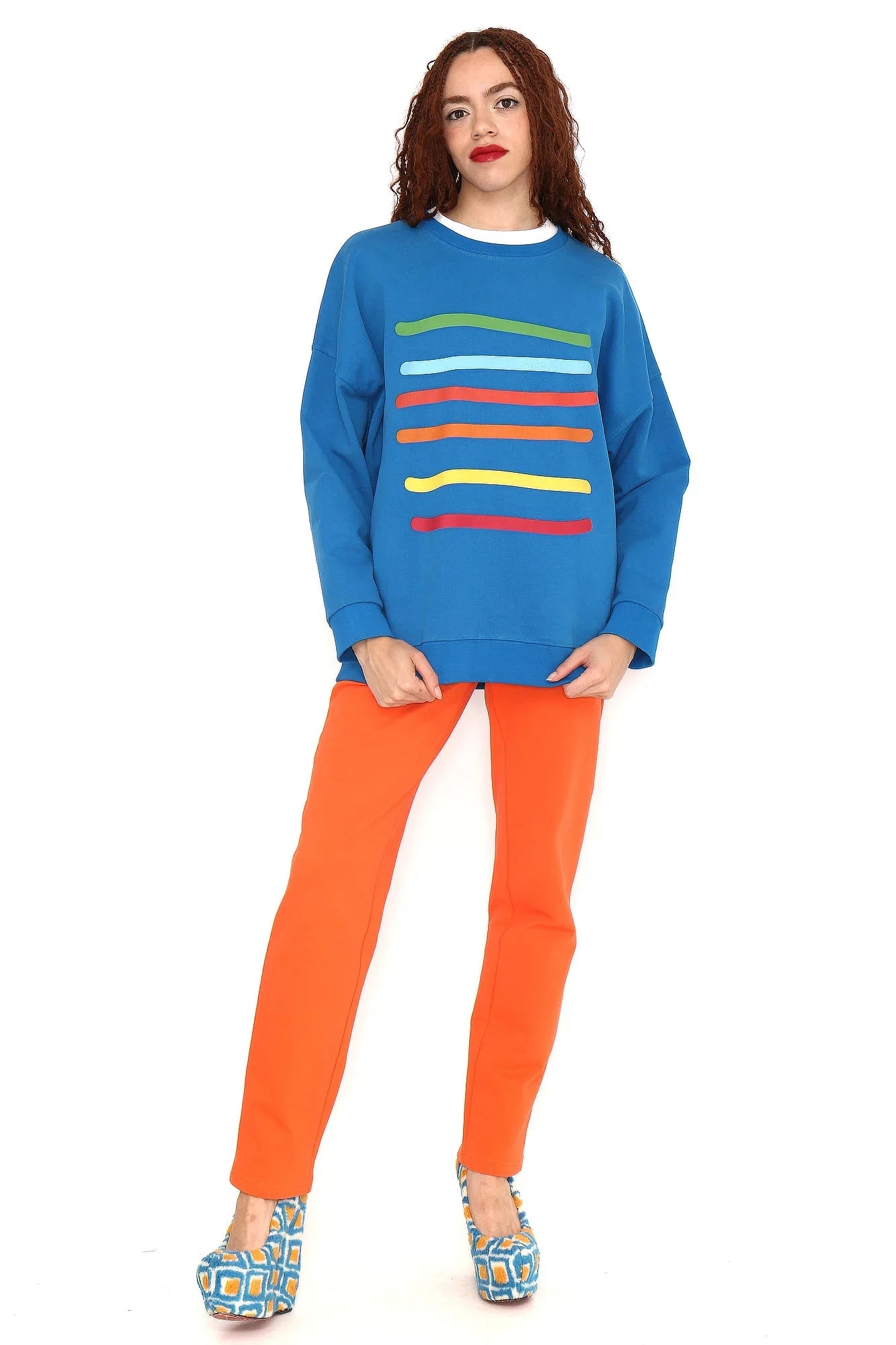 SUDADERA AZUL RAYAS COLORES - Agatha Ruiz de la Prada