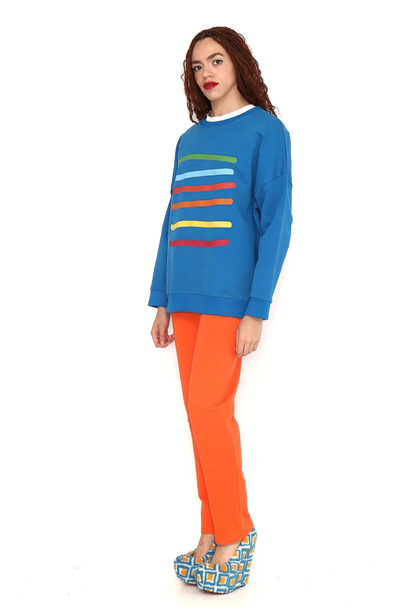 SUDADERA AZUL RAYAS COLORES - Agatha Ruiz de la Prada