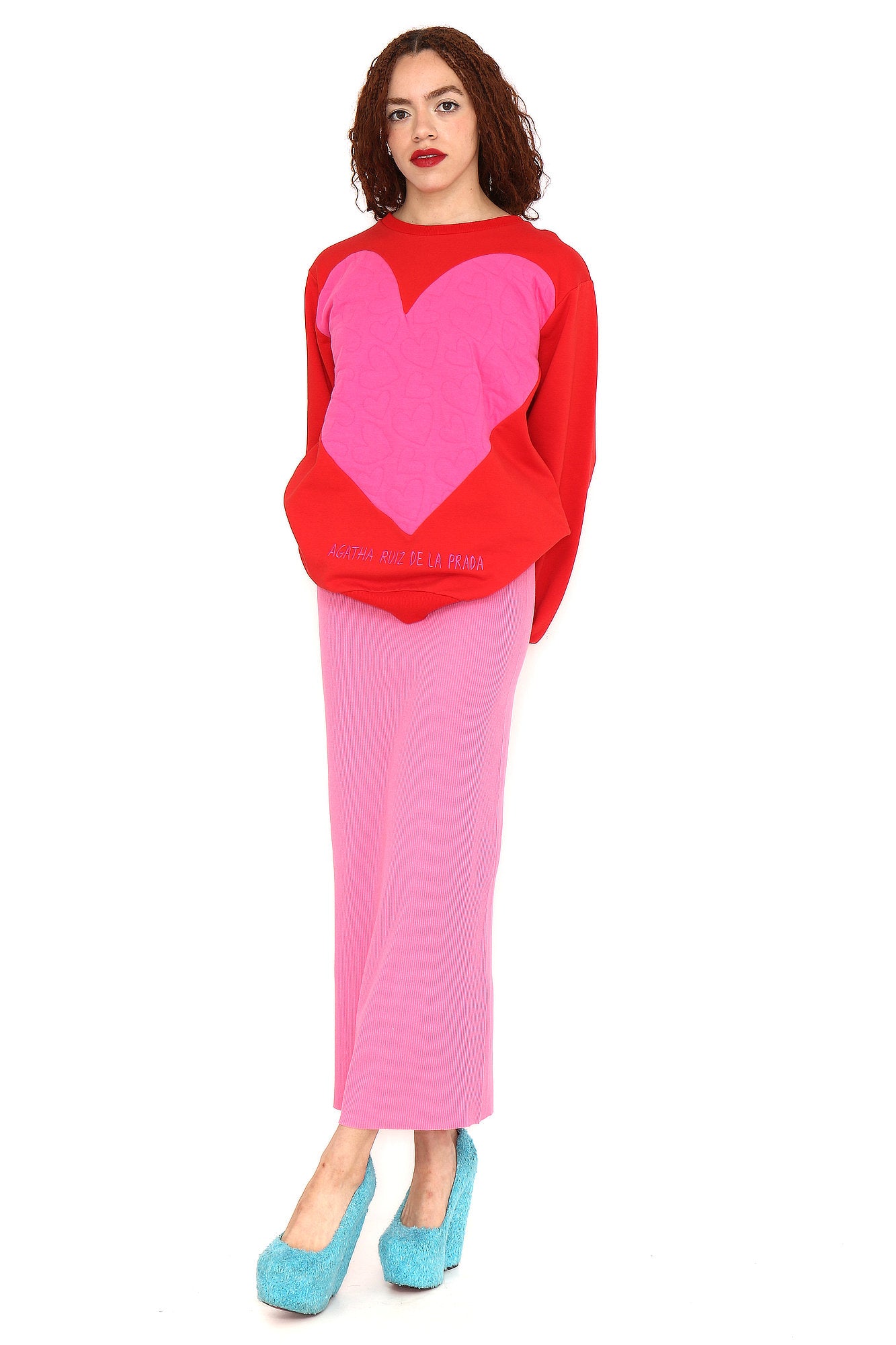 SUDADERA ROJO CORAZON GRANDE ROSA