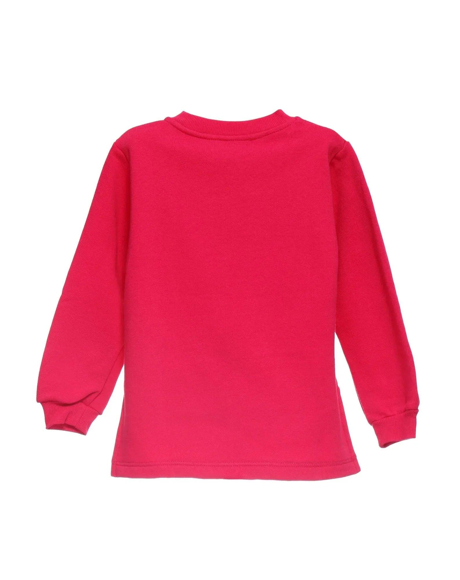 Sudadera fucsia lisa con cuello redondo, manga larga