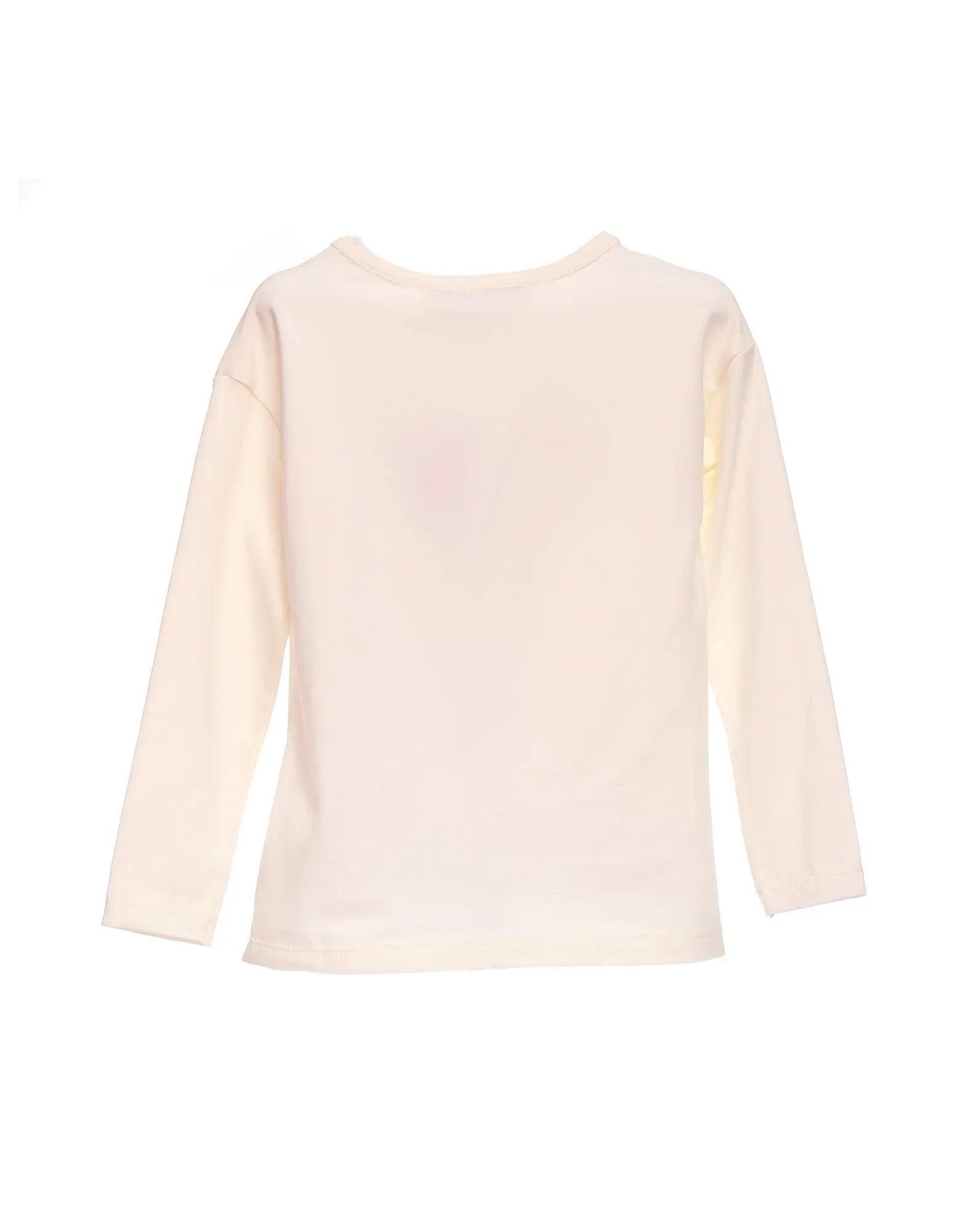 Camiseta de manga larga color crema lisa, vista trasera