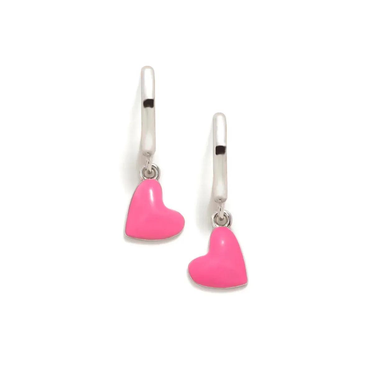 Criollas con colgante de corazón rosa y aro plateado