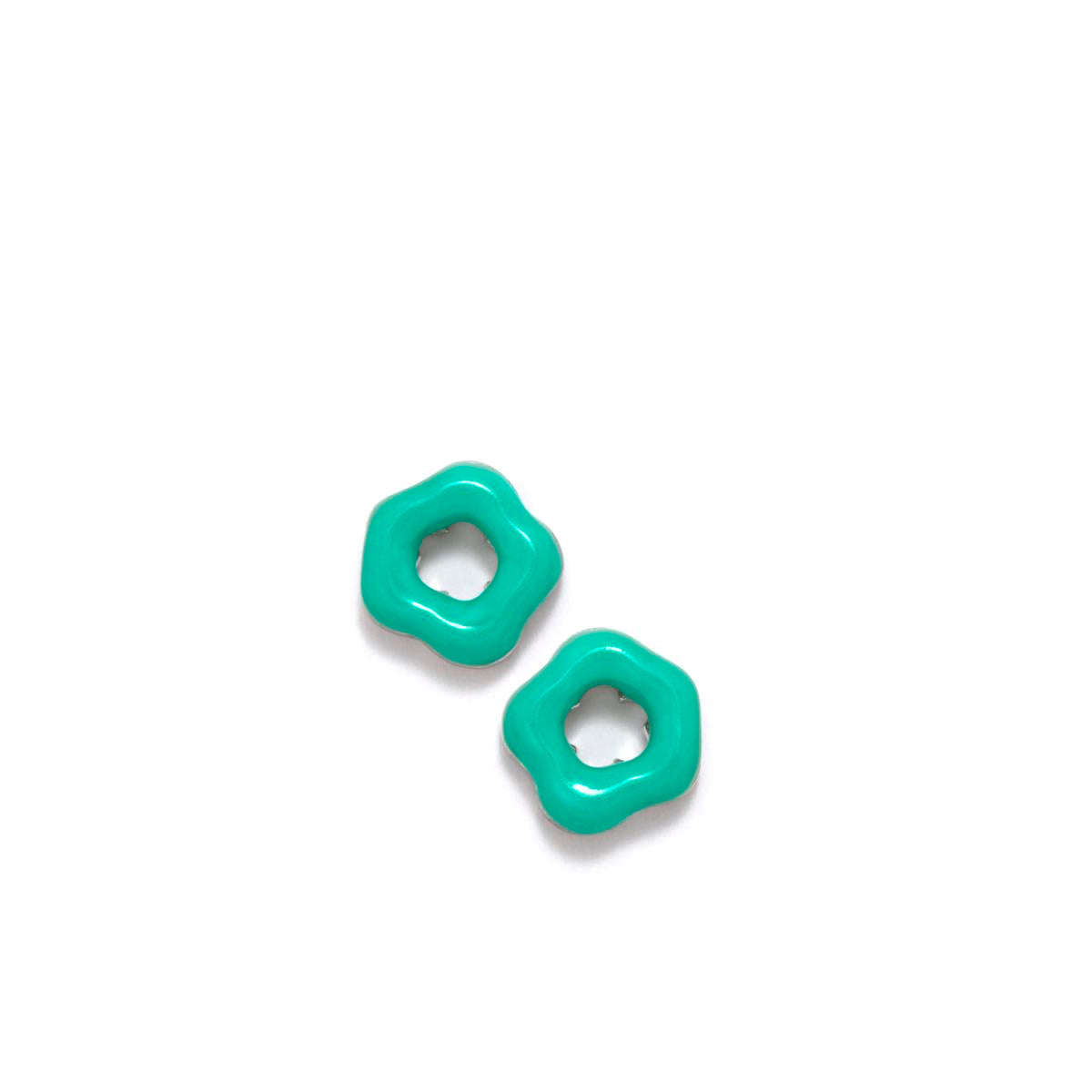 PENDIENTES DONUT FLOR TURQUESA