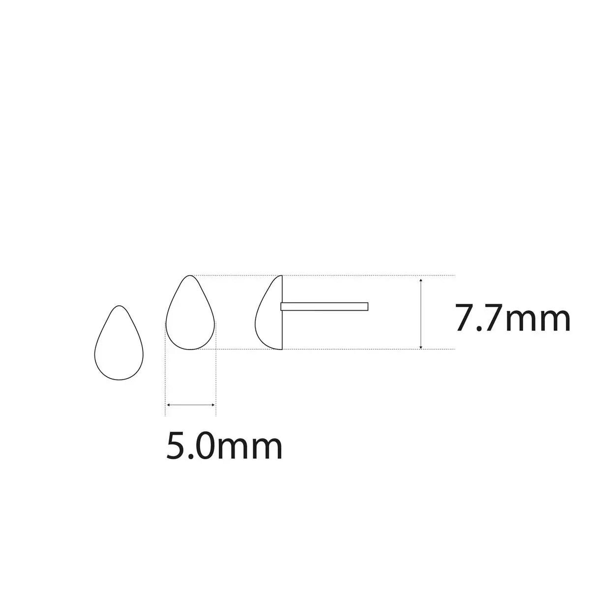 Pendiente con forma de gota, medidas 5,0 mm y 7,7 mm