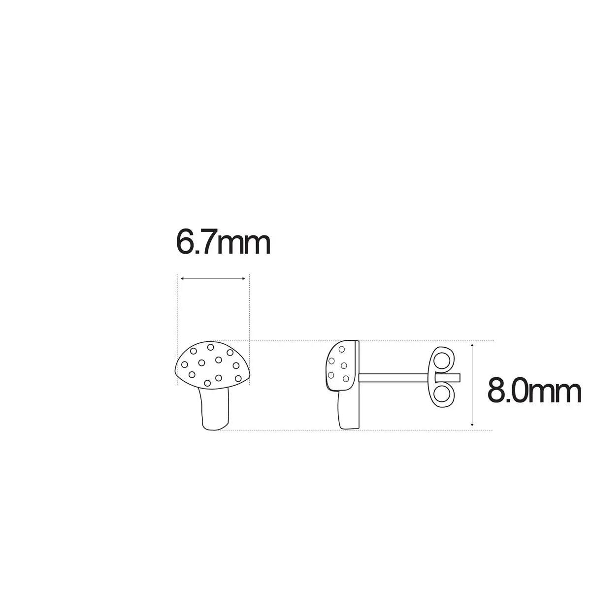Pendientes de setas, medidas 6,7 mm de ancho y 8,0 mm de alto, cabeza roja.