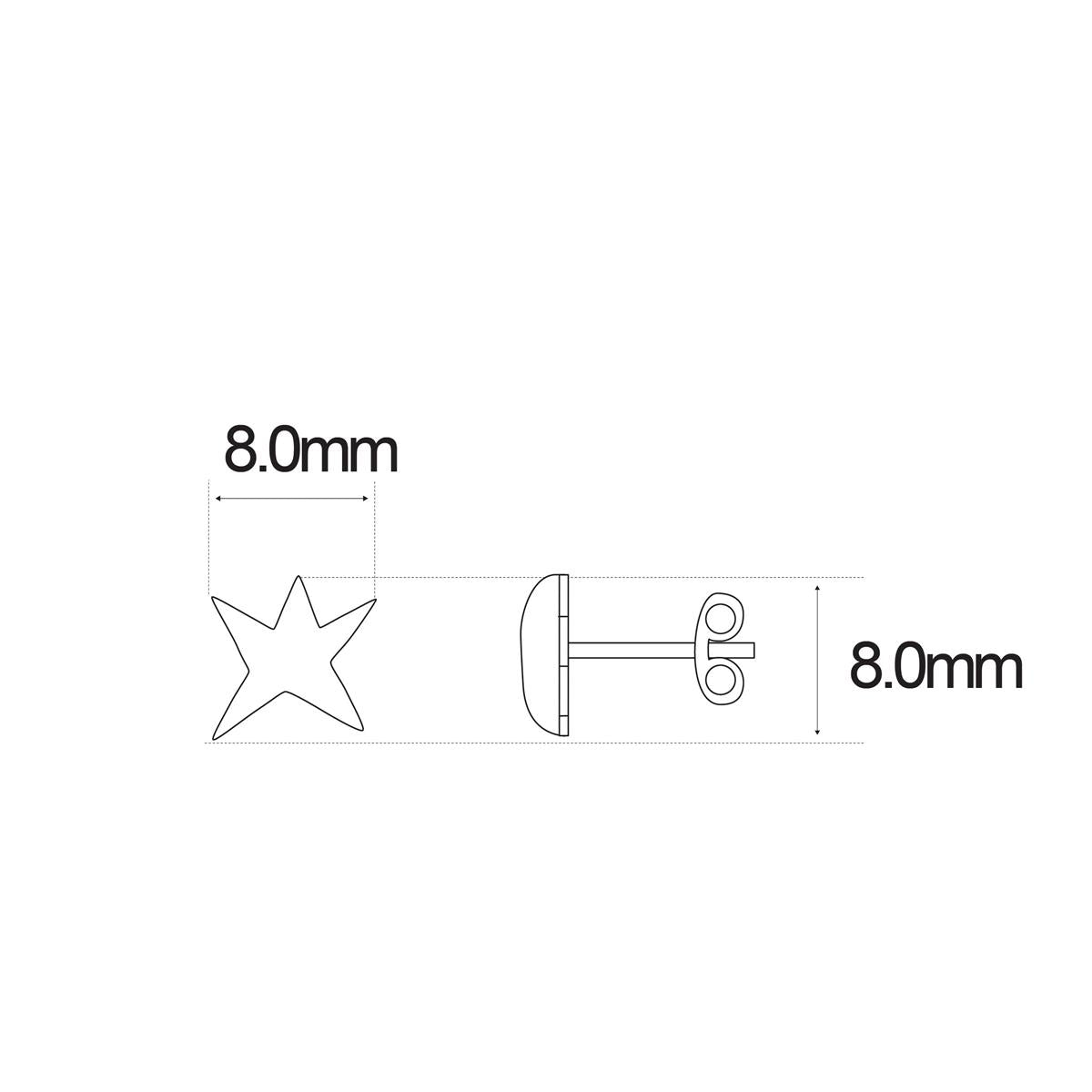 Esquema de pendientes con estrella, medidas 8 mm