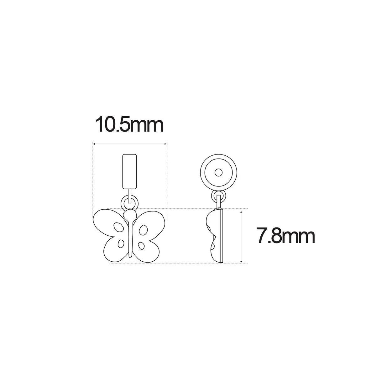 Diagrama del colgante mariposa dorada sin cadena: 10,5 mm x 7,8 mm