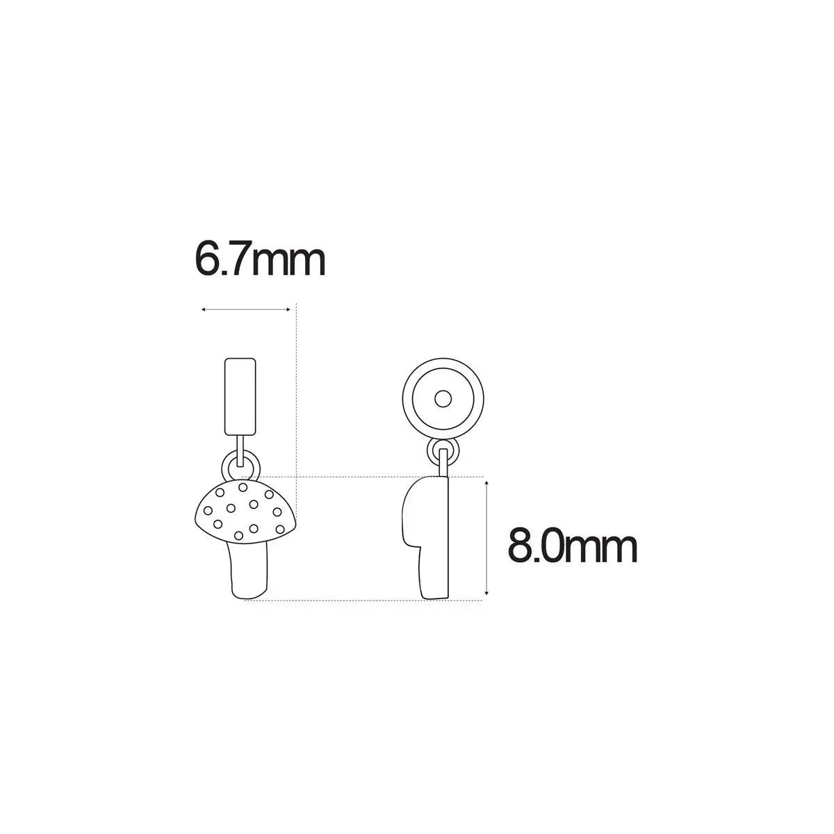 Diagrama del colgante de seta: 6,7 mm de ancho y 8,0 mm de alto