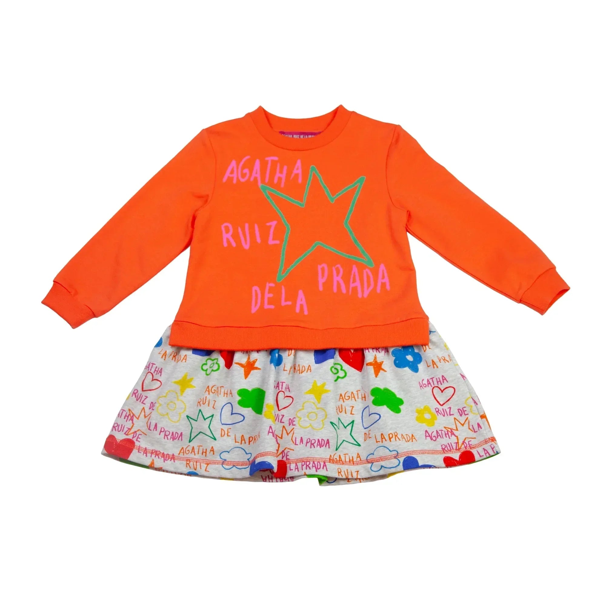 VESTIDO NARANJA ESTRELLA CRAYON - Agatha Ruiz de la Prada