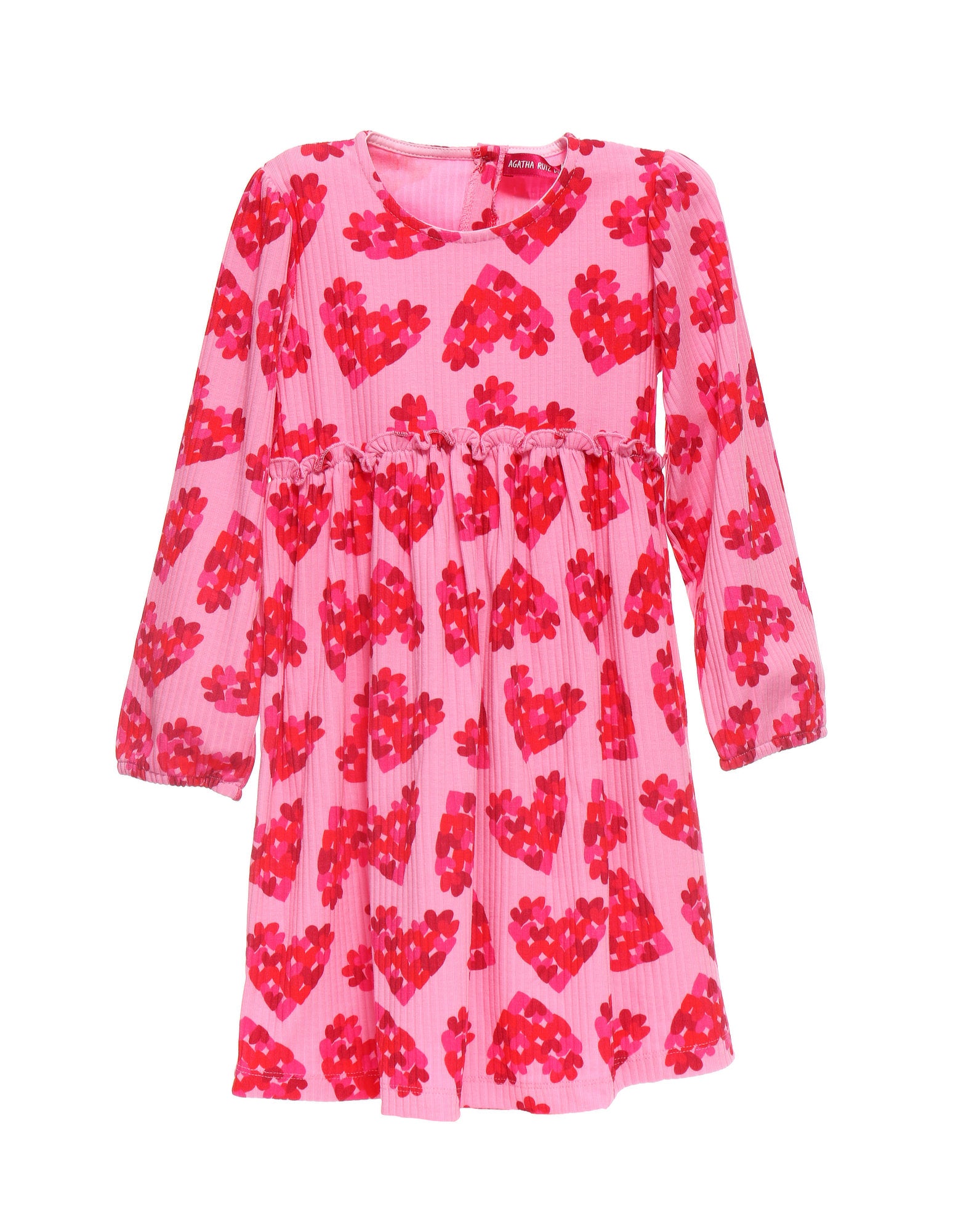 VESTIDO ROSA PLISADO CORAZONES