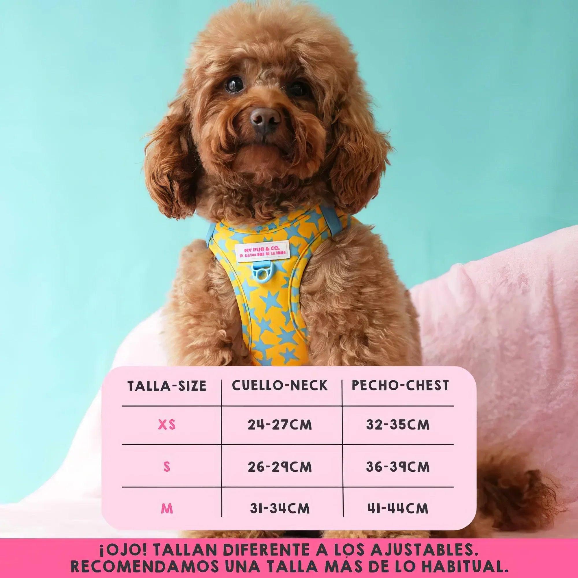 Body ajustable para perro con estampado de estrellas amarillas y azules, cuello alto