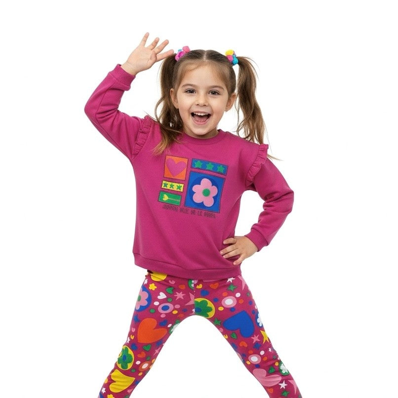 CONJUNTO LEGGING+SUDADERA COLORS FUCSIA