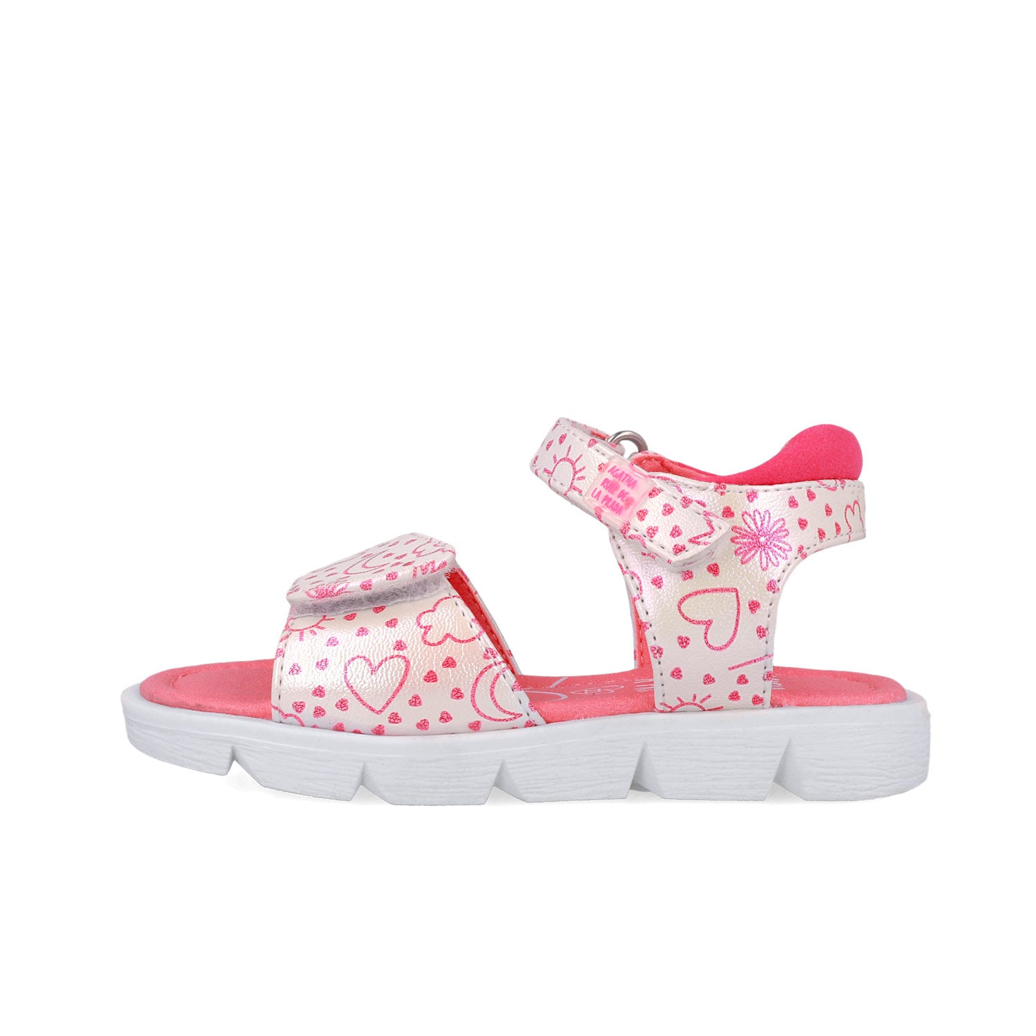 Sandalia estampada con doble tira y suela gruesa acanalada