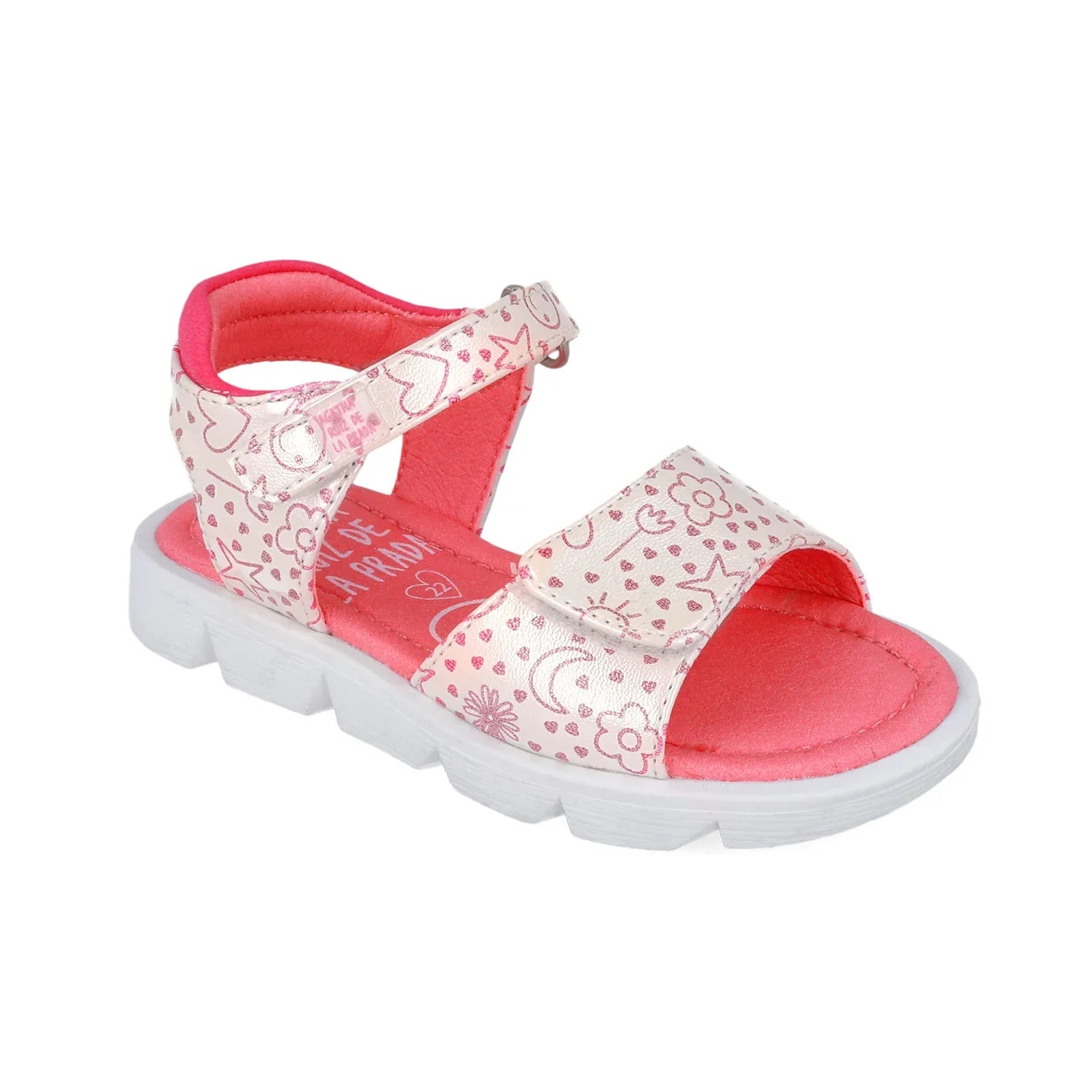 Sandalia estampada con tira cruzada y suela gruesa blanca
